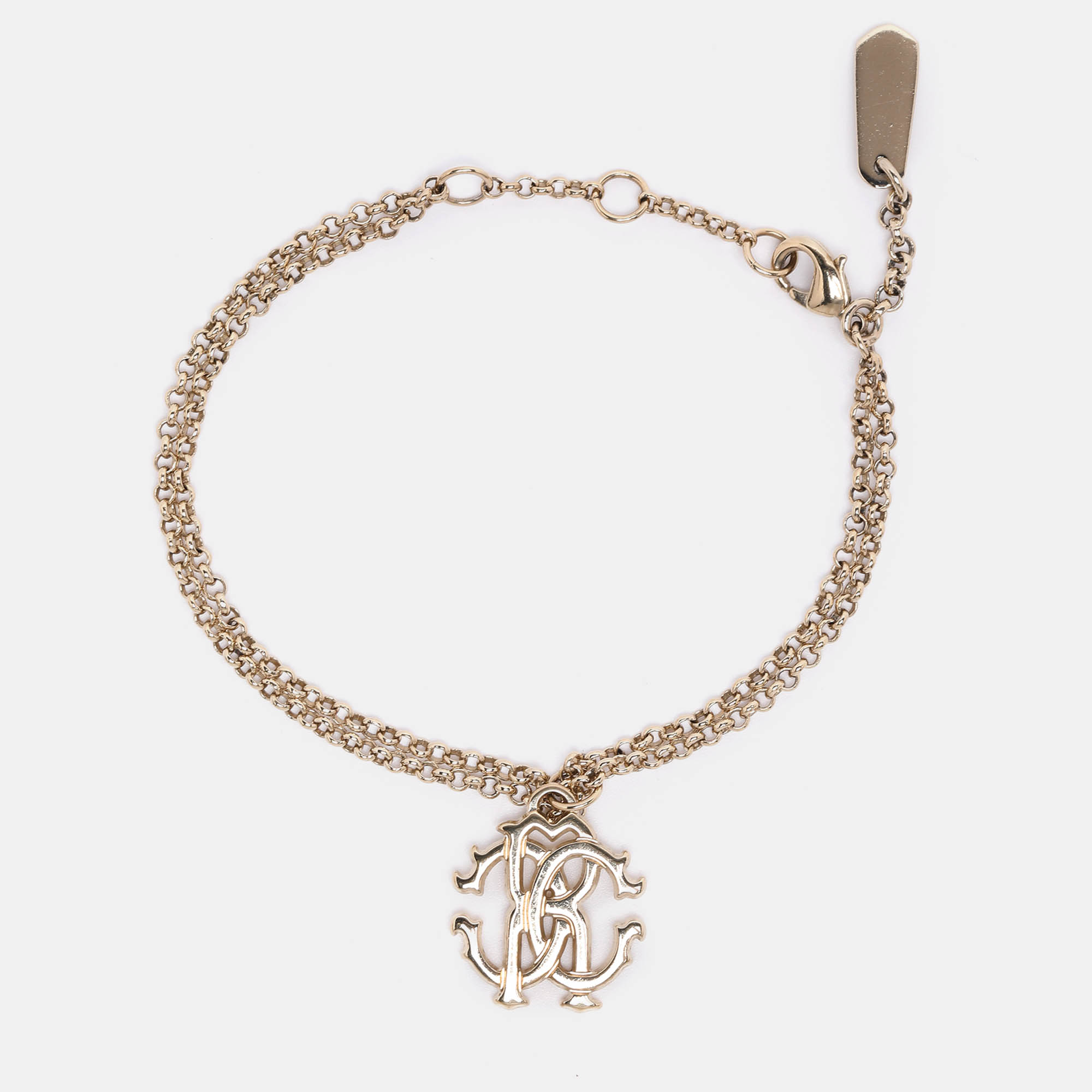 

Roberto Cavalli Gold Tone Metal Logo Charm Bracelet