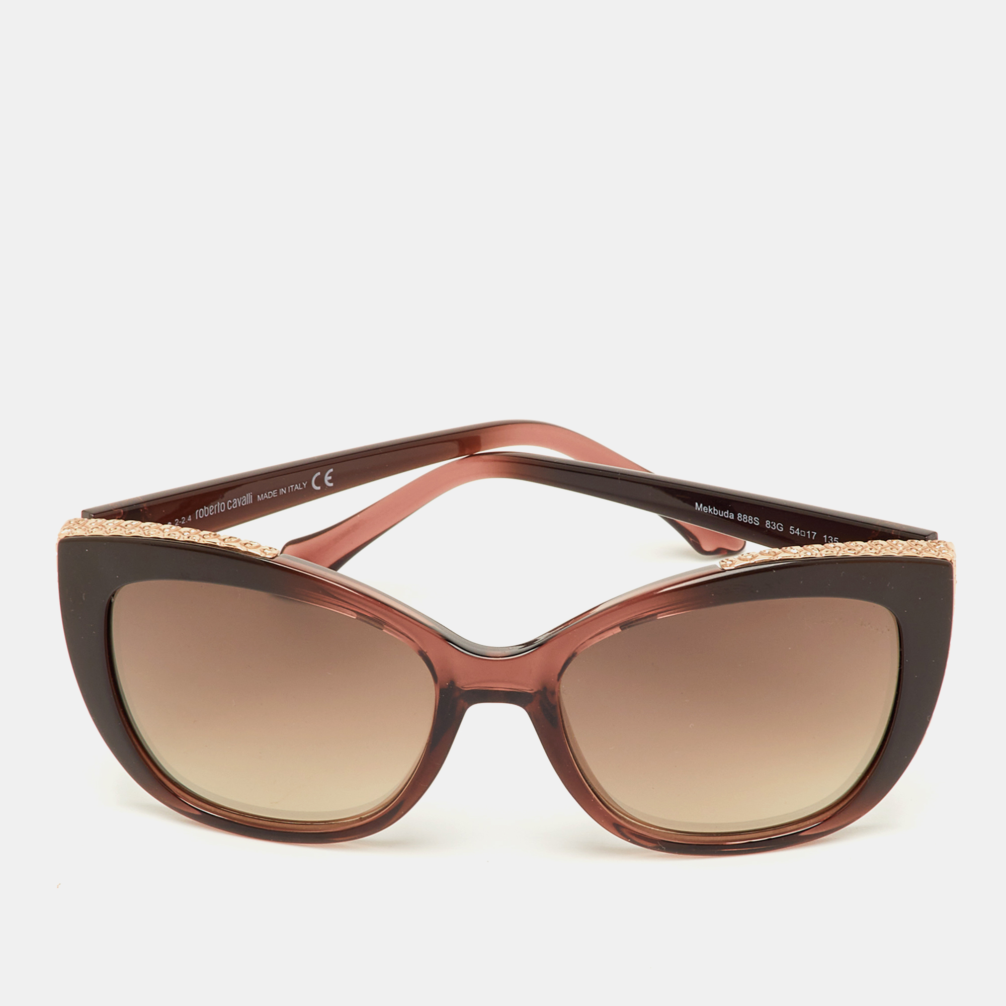 Click to view more detailed imagery on our partner's website Pre-owned Roberto Cavalli Brown Gradient Mekbuda 888s Cat-eye Sunglasses