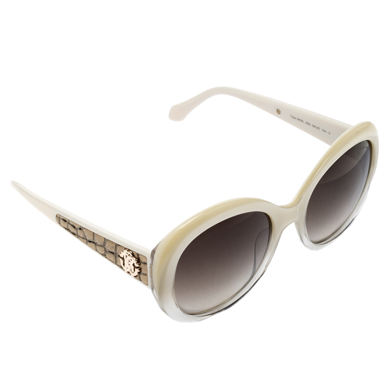 Roberto Cavalli Pearl/Brown 983S Tejat Round Sunglasses