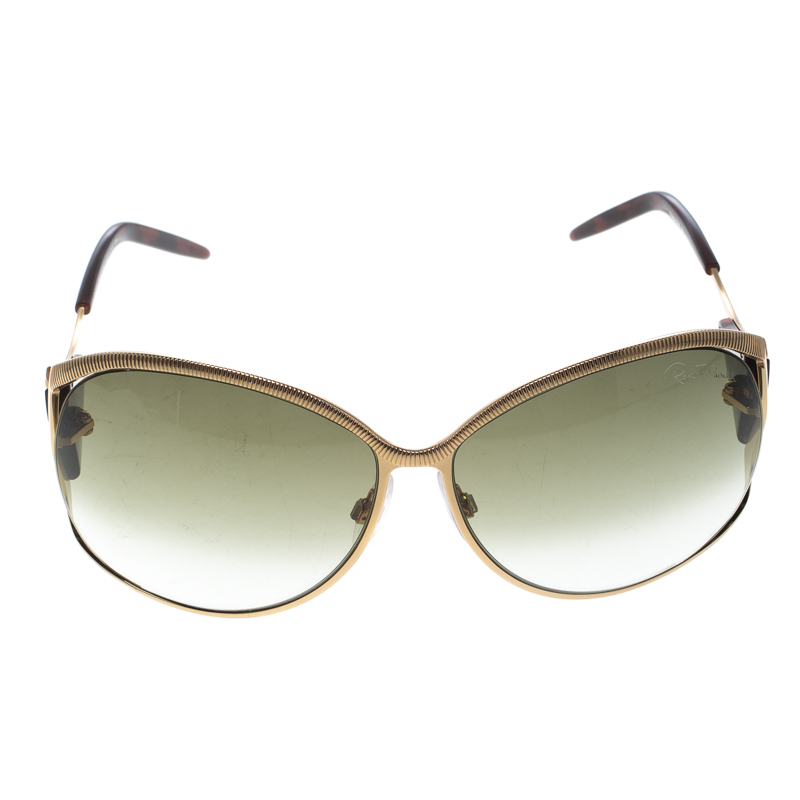 

Roberto Cavalli Rose Gold/Green Gradient Fresia 574S Oversize Sunglasses