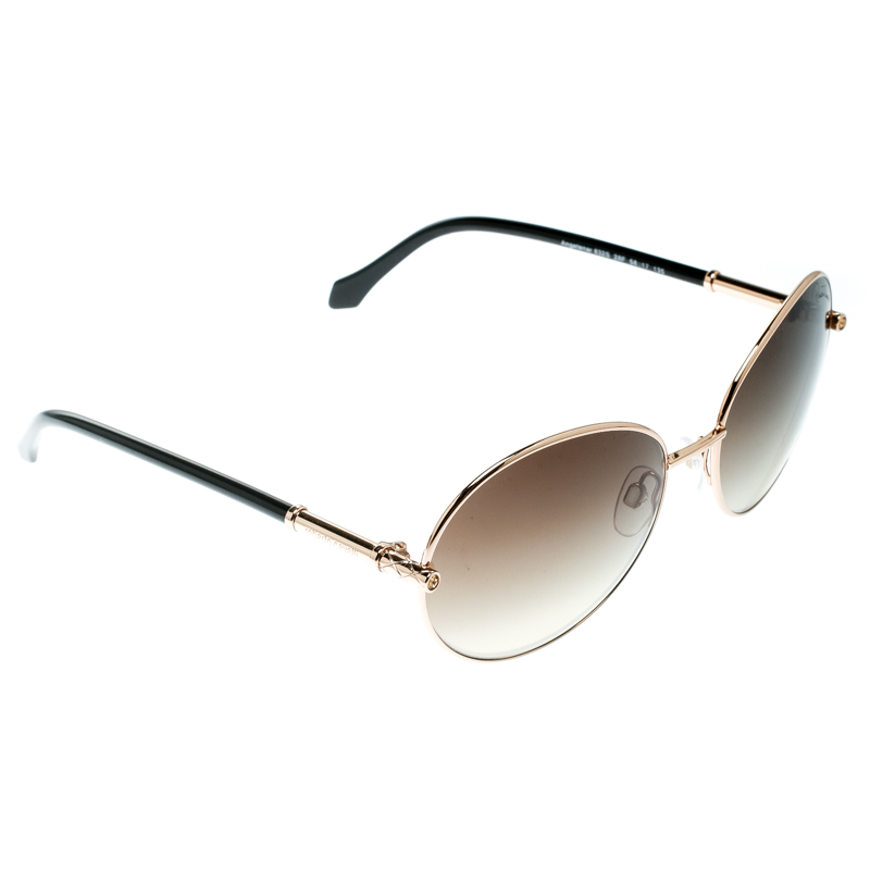 Pre Owned Roberto Cavalli Gold / Brown Gradient 832S Angetenar Round Sunglasses