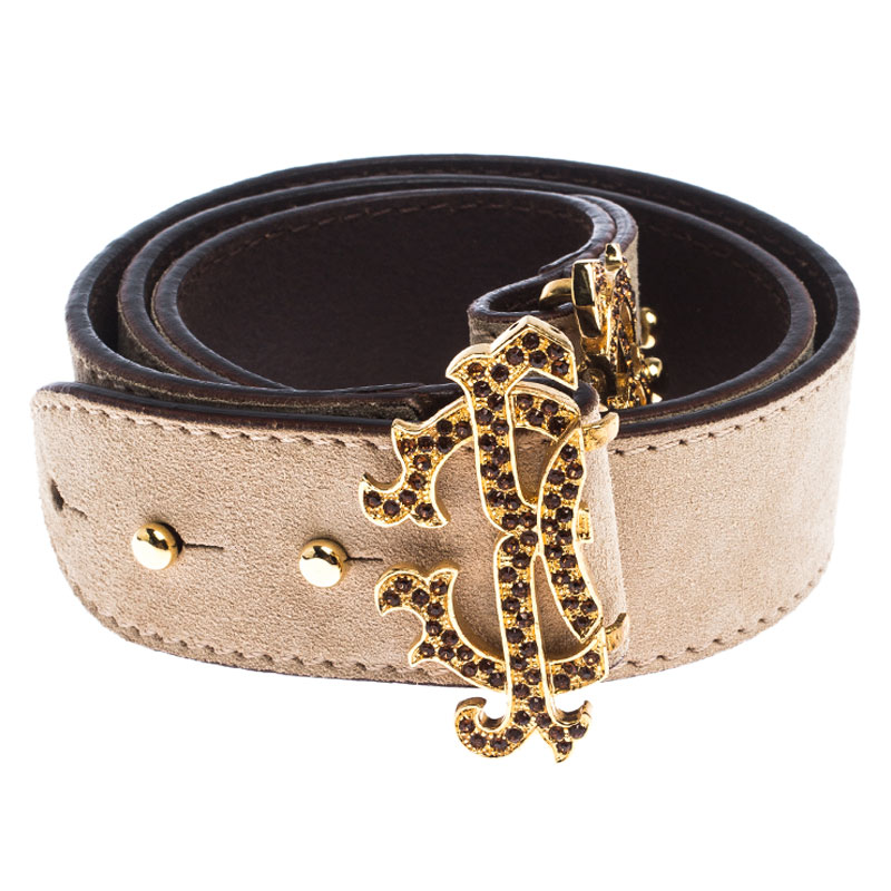 

Roberto Cavalli Beige Suede Buckle Belt 46 O/S
