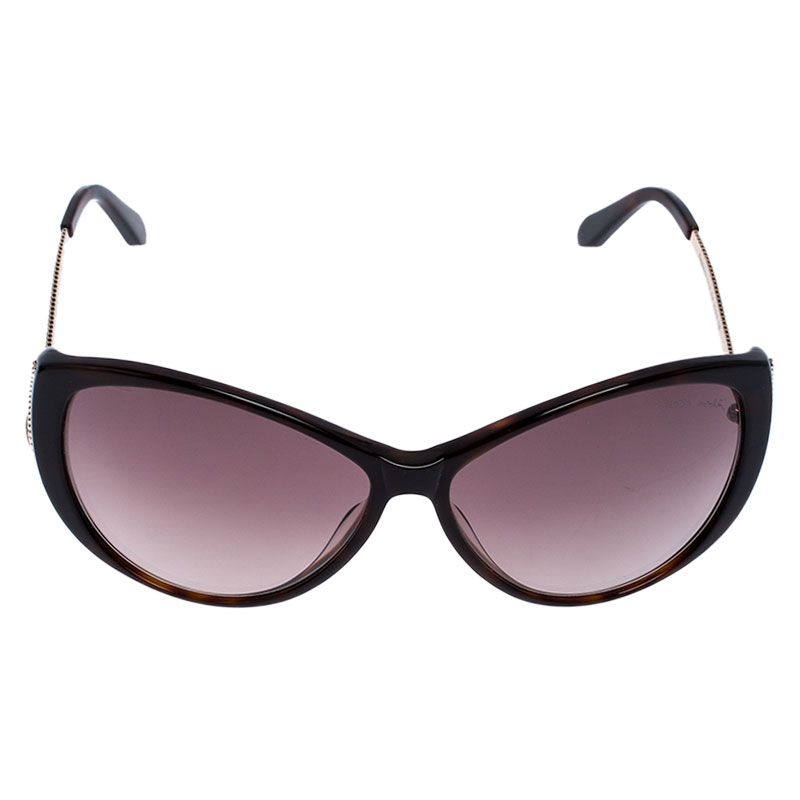 

Roberto Cavalli Dark Havana/Brown Gradient 741S Kandooma Cat Eye Sunglasses
