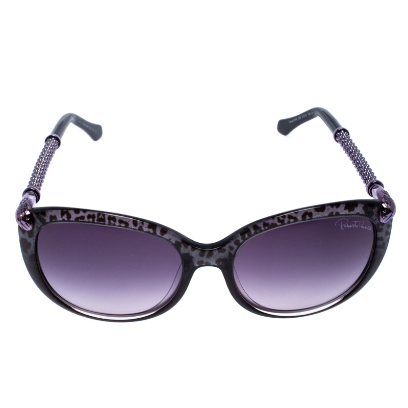 

Roberto Cavalli Animal Print/ Blue Gradient 979S Tania Round Sunglasses