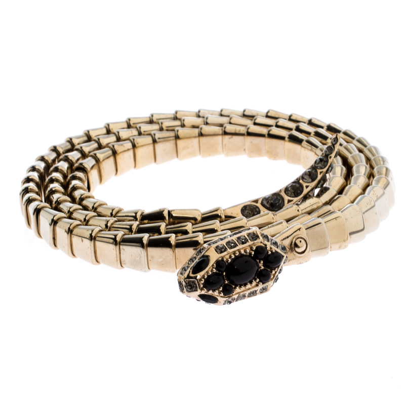 Roberto Cavalli Serpent Crystal Gold Tone Adjustable Belt