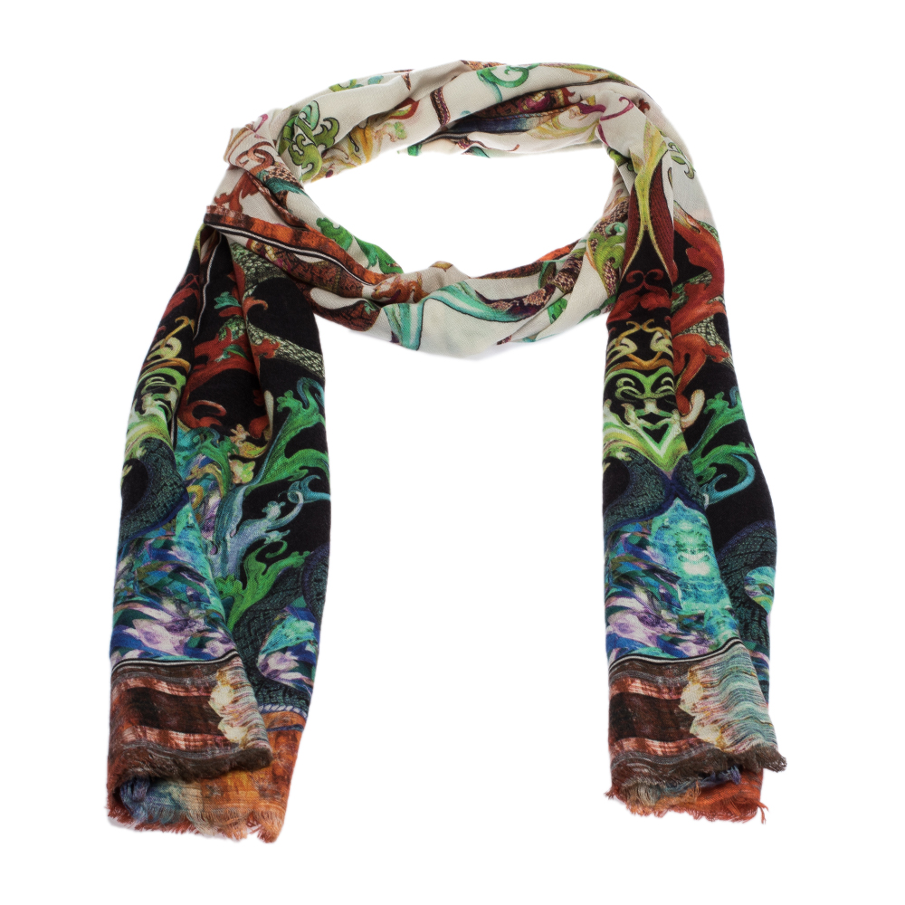 

Roberto Cavalli Multicolor Printed Cashmere Scarf