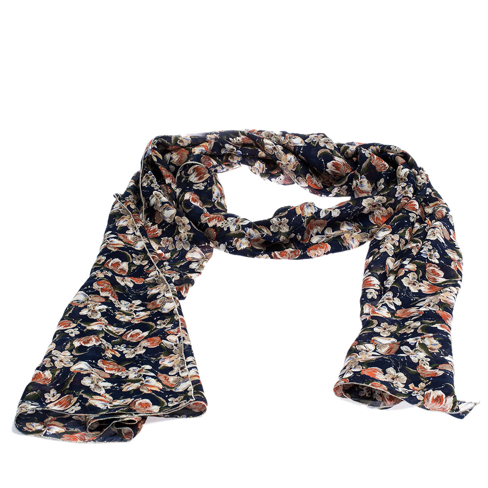 

Roberto Cavalli Blue Floral Print Silk Scarf