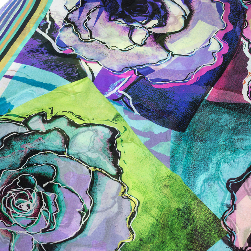 

Roberto Cavalli Multicolor Floral Print Silk Scarf