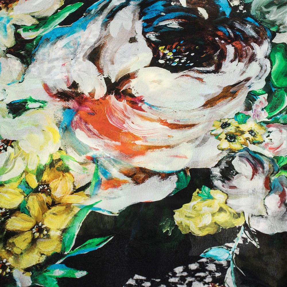 

Roberto Cavalli Multicolor Abstract Floral Print Silk Stole