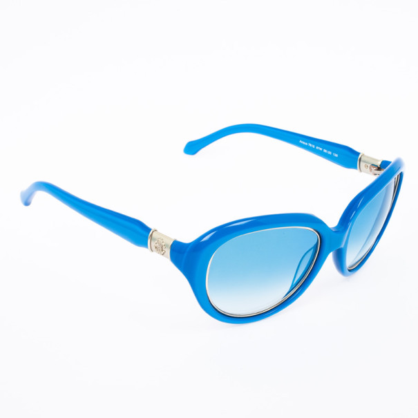 Pre Owned Roberto Cavalli Blue Rounded Cateye Acqua Sunglasses