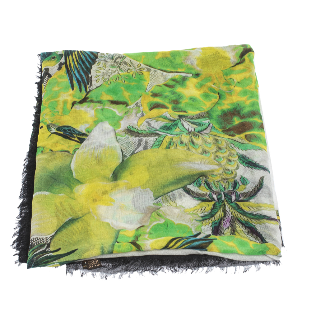 

Roberto Cavalli Multicolor Wildlife Printed Cashmere Blend Scarf