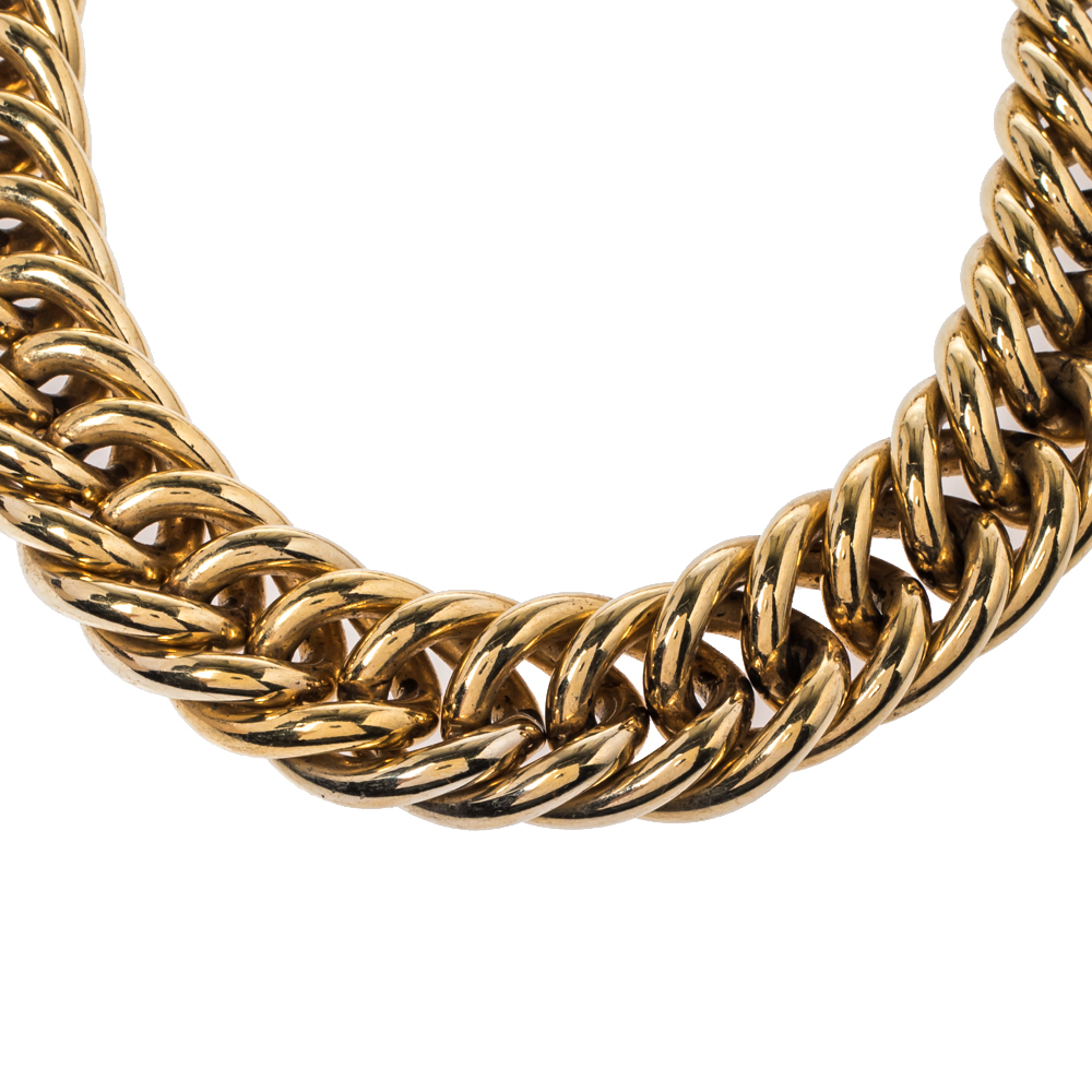 

Roberto Cavalli Gold Tone Chain Link Chunky Toggle Necklace
