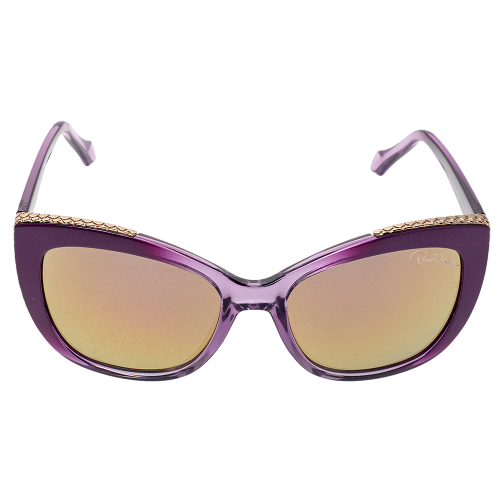 

Roberto Cavalli Purple/Gold Mirror 888S Mekbuda Cat Eye Sunglasses
