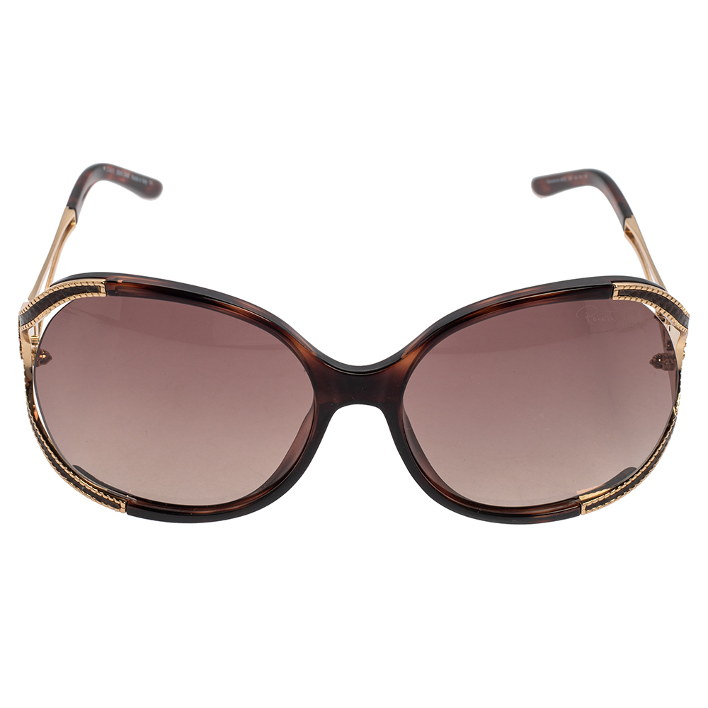 

Roberto Cavalli Gold/Brown Clerodendro 669S Oversized Oval Sunglasses