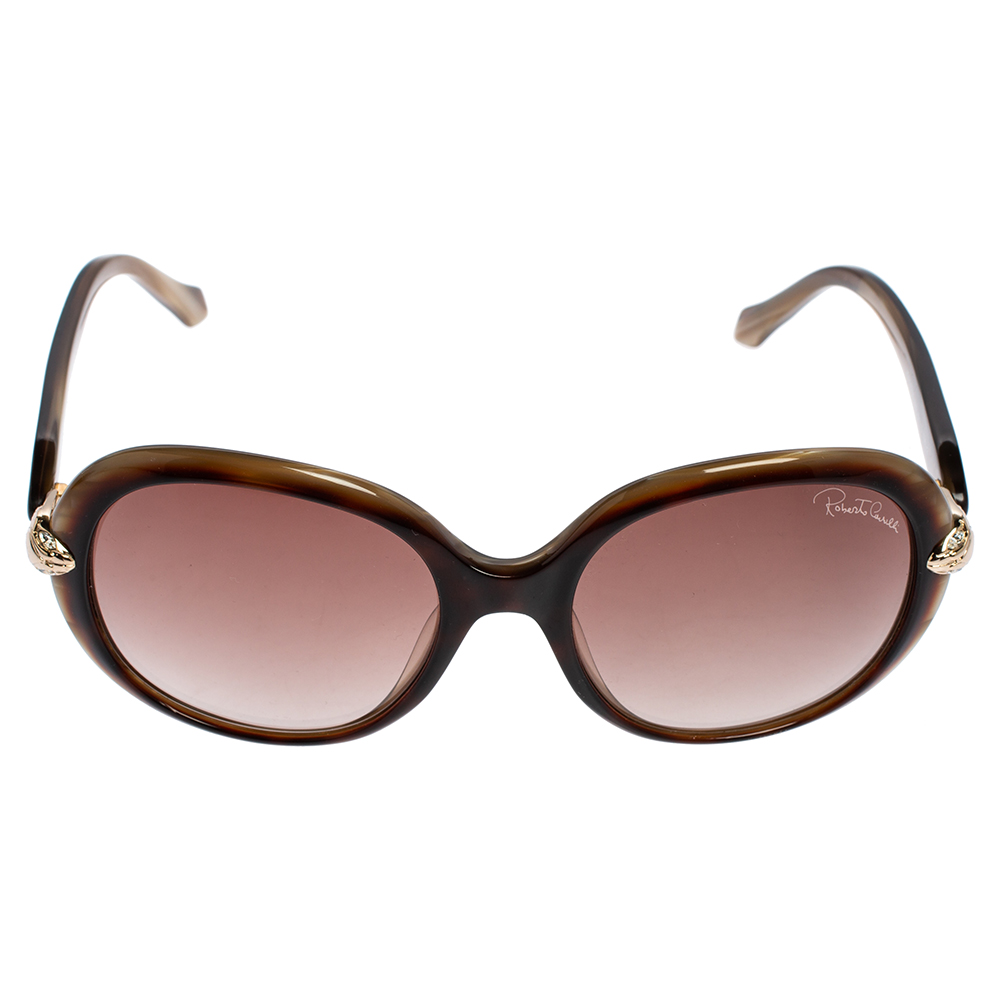 

Roberto Cavalli Brown Havana/ Mauve Gradient Keid Oval Sunglasses