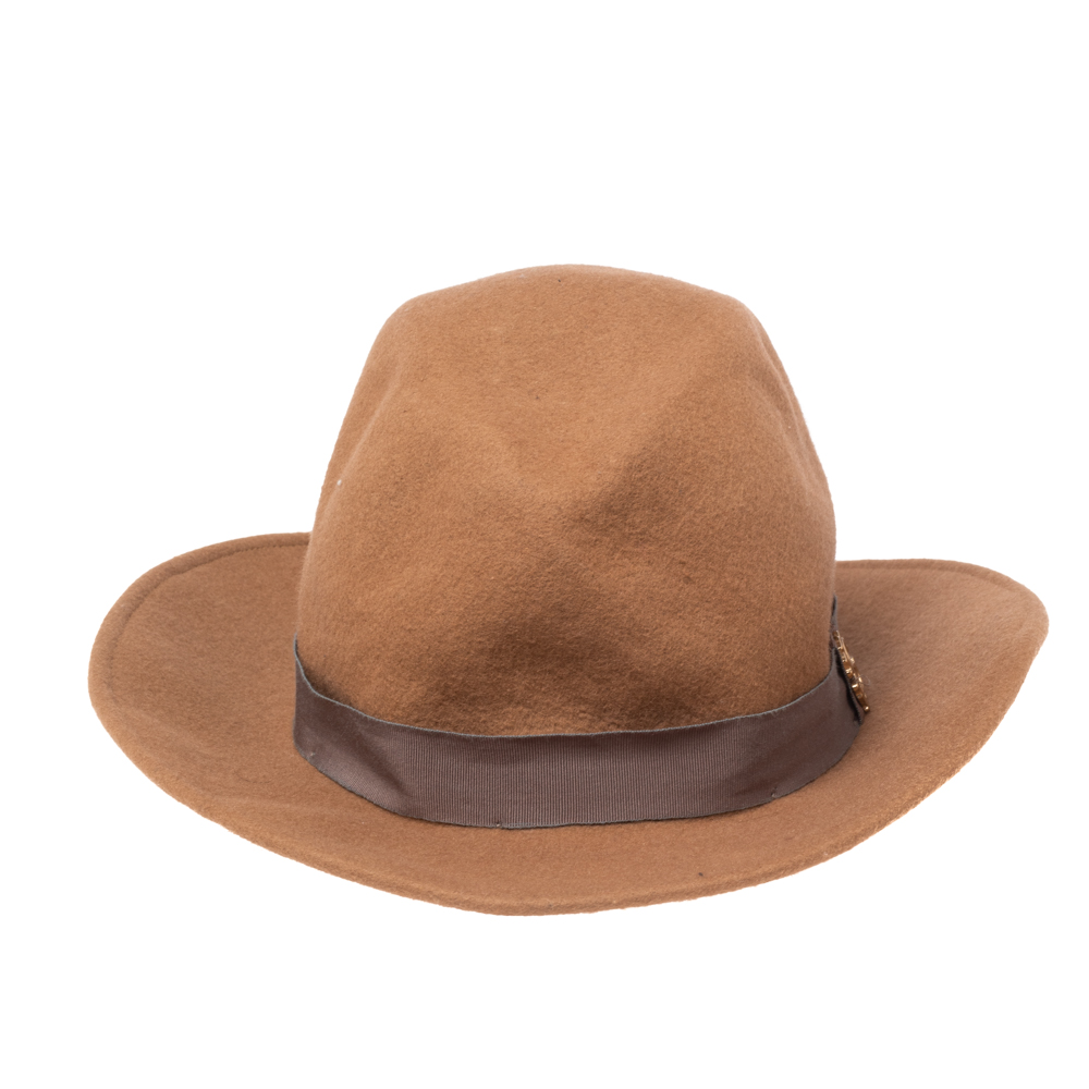 

Roberto Cavalli Camel Metal Logo Wool Felt Brim Hat, Brown