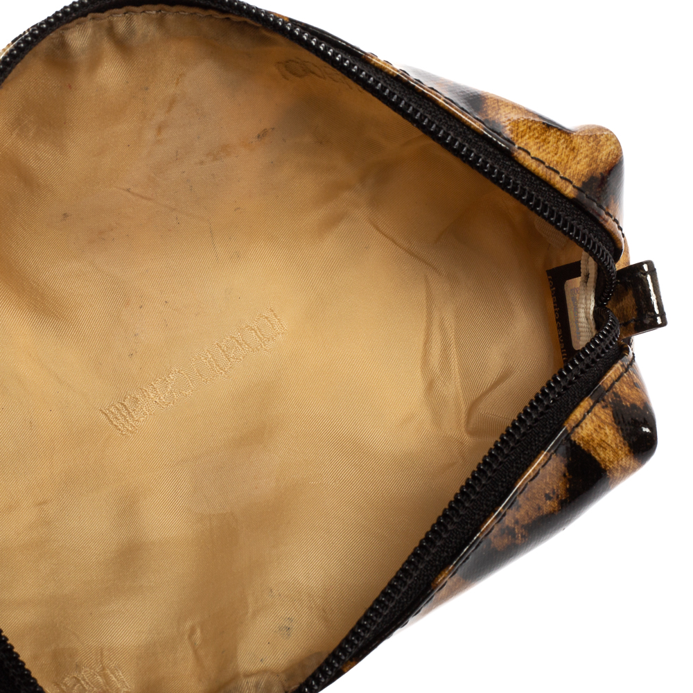 

Roberto Cavalli Black/Brown Leopard Print Patent Leather Accessories Pouch