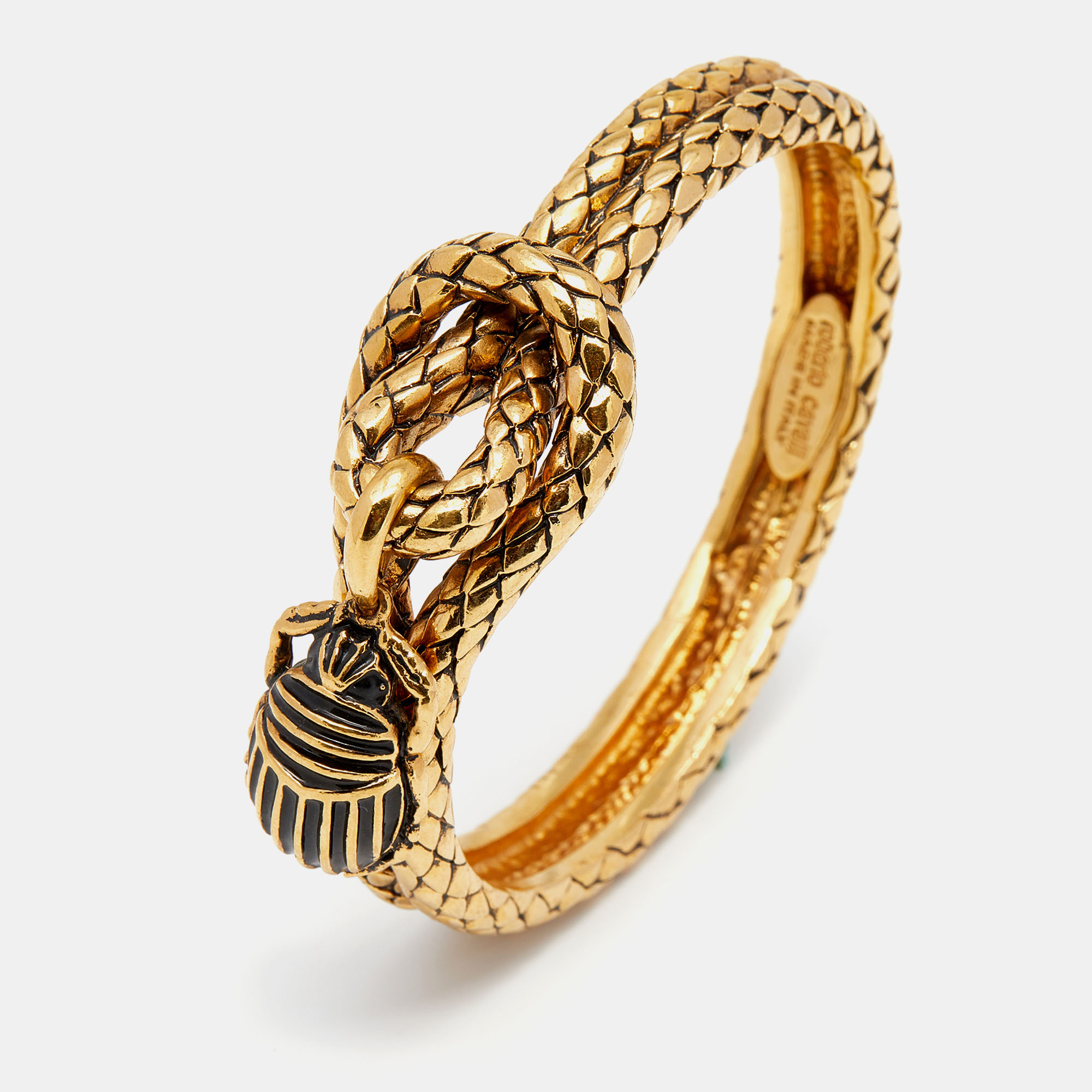 

Roberto Cavalli Scarab Gold Tone Metal Bangle Bracelet