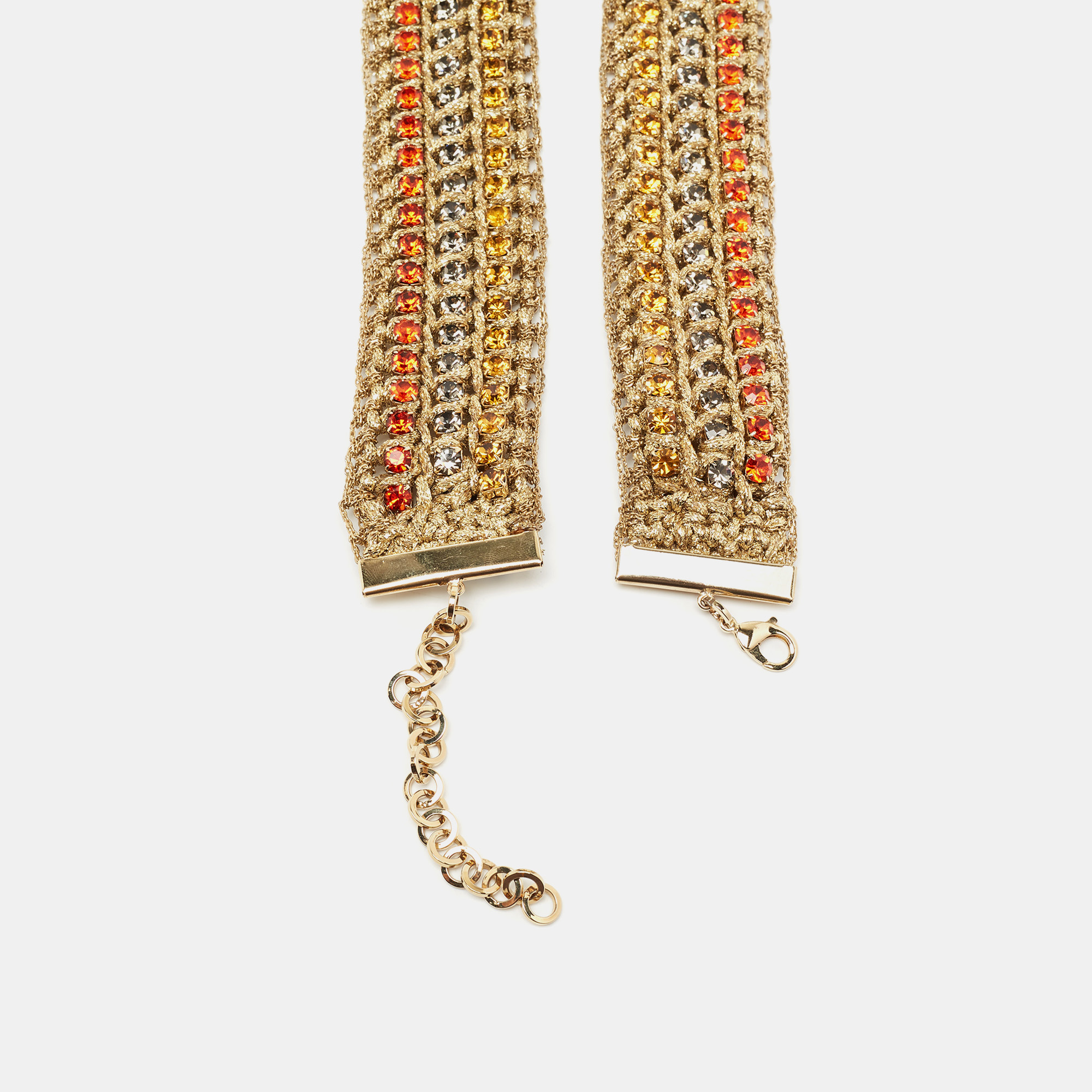 

Roberto Cavalli Gold Lace Crystal Embellished Belt