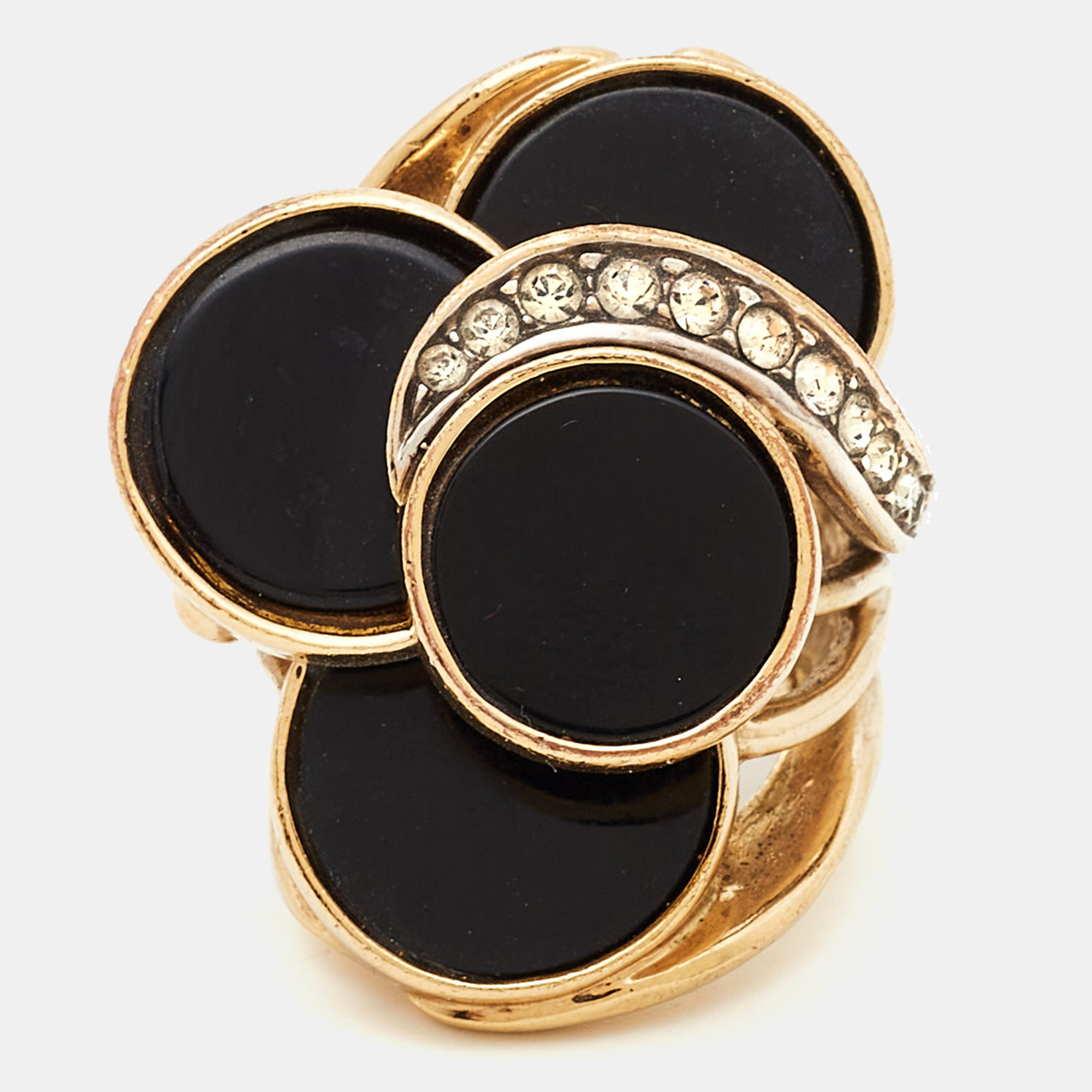 

Roberto Cavalli Resin Crystal Gold Tone Ring Size
