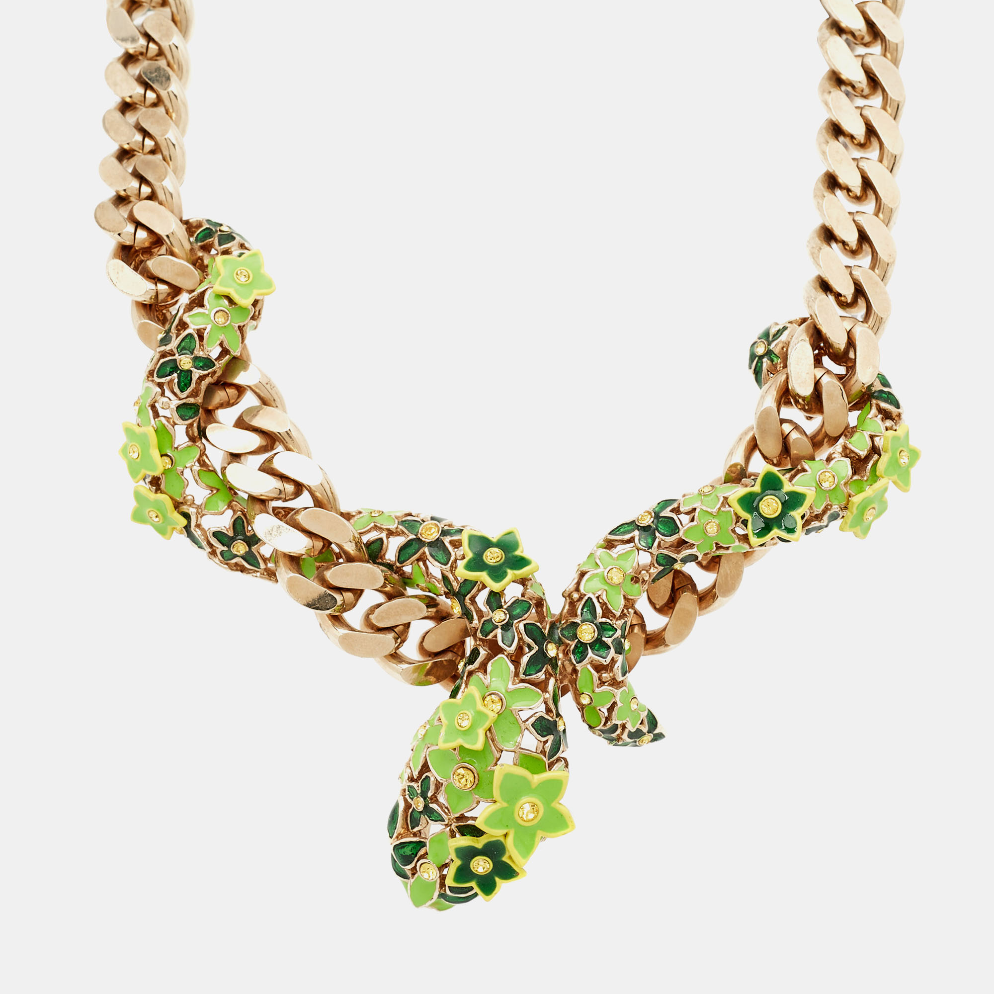 

Roberto Cavalli Snake Ename Gold Tone Necklace
