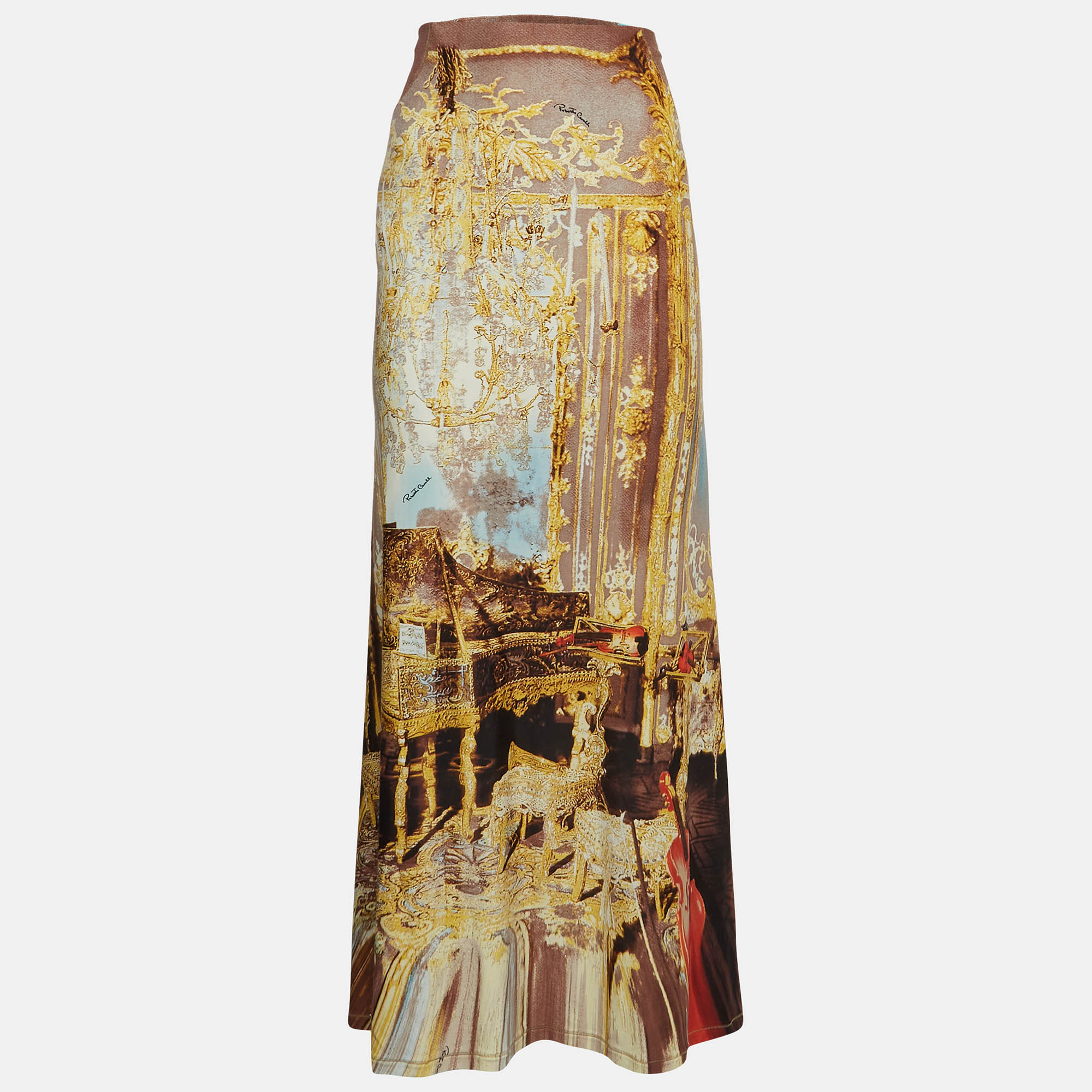 

Roberto Cavalli Multicolor Printed Jersey Flared Skirt M