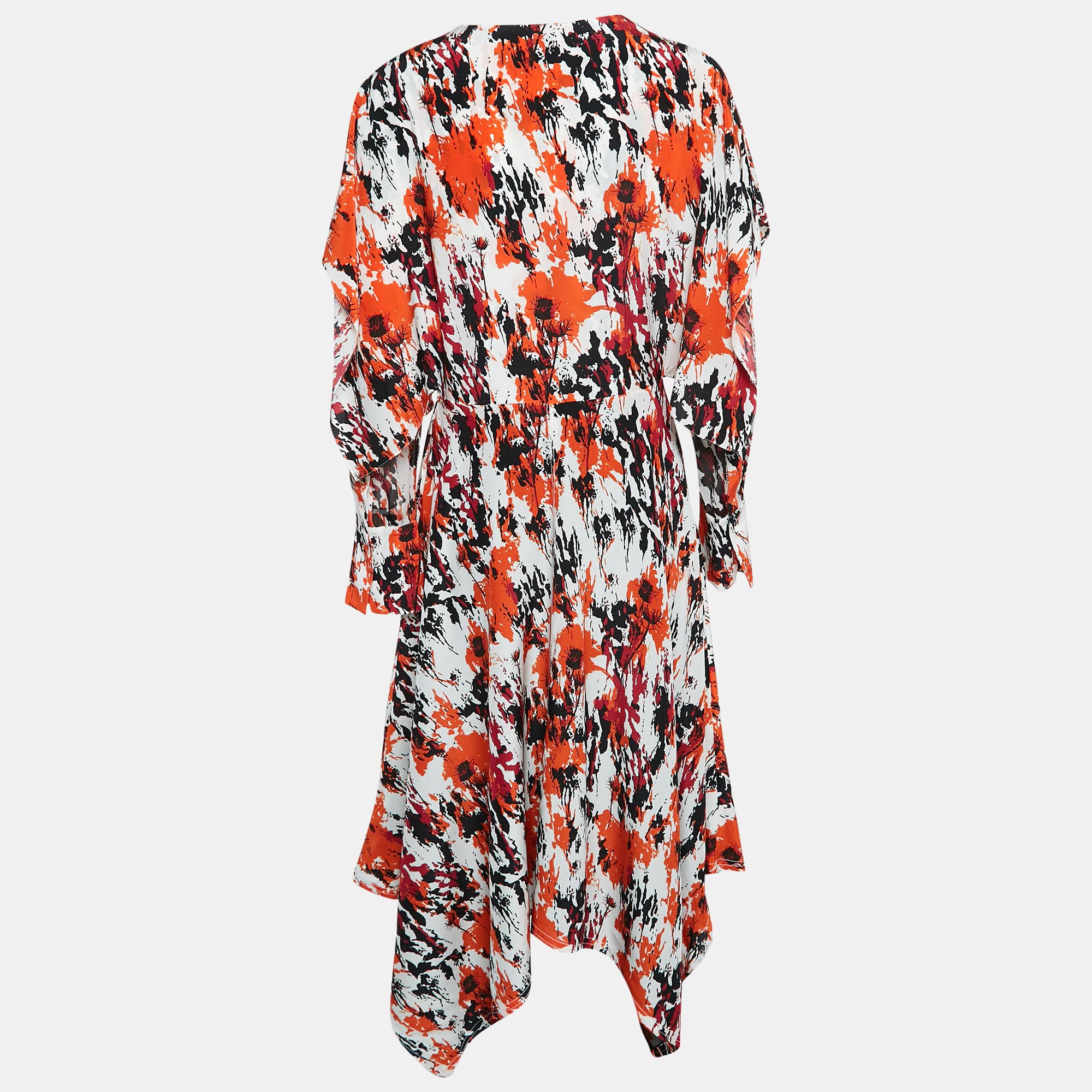 Roberto Cavalli Multicolor Silk Asymmetric Midi Dress M 
