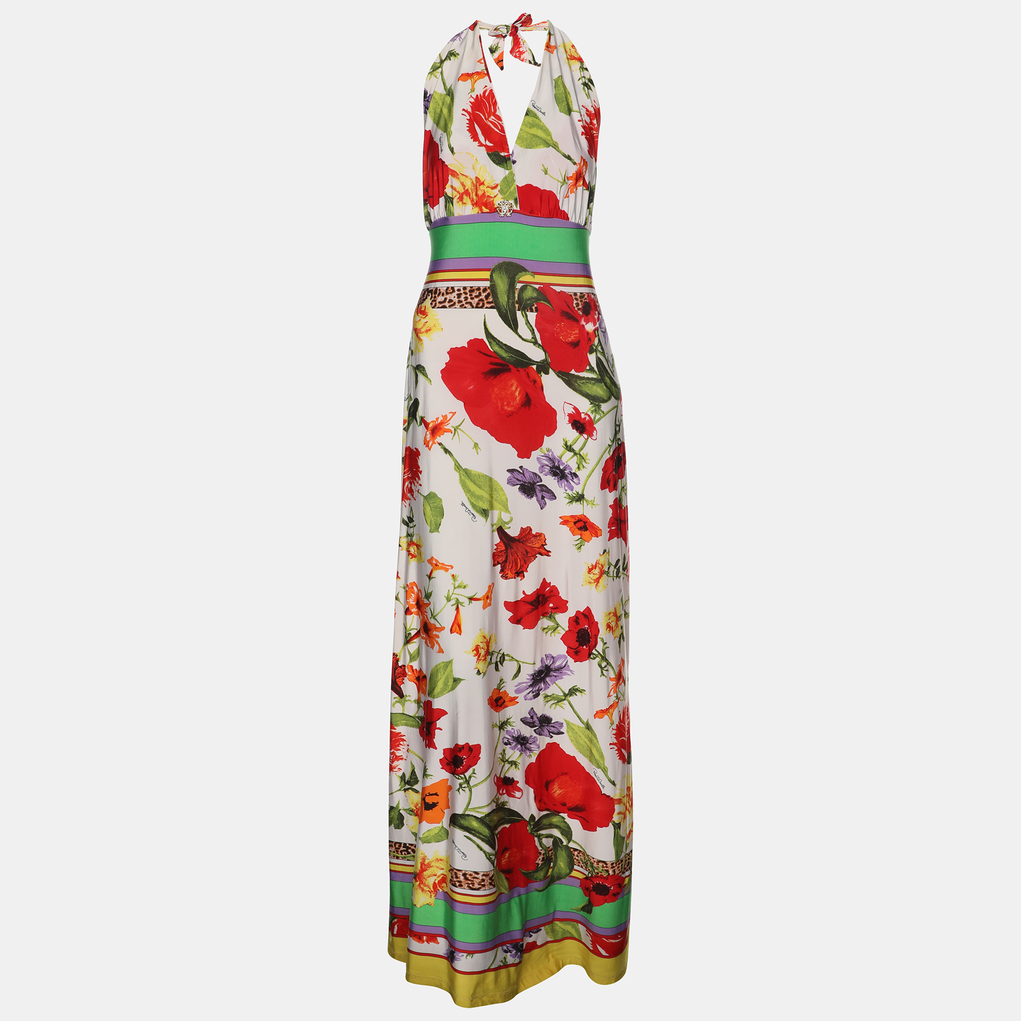 

Roberto Cavalli Multicolor Floral Printed Jersey Maxi Dress XL