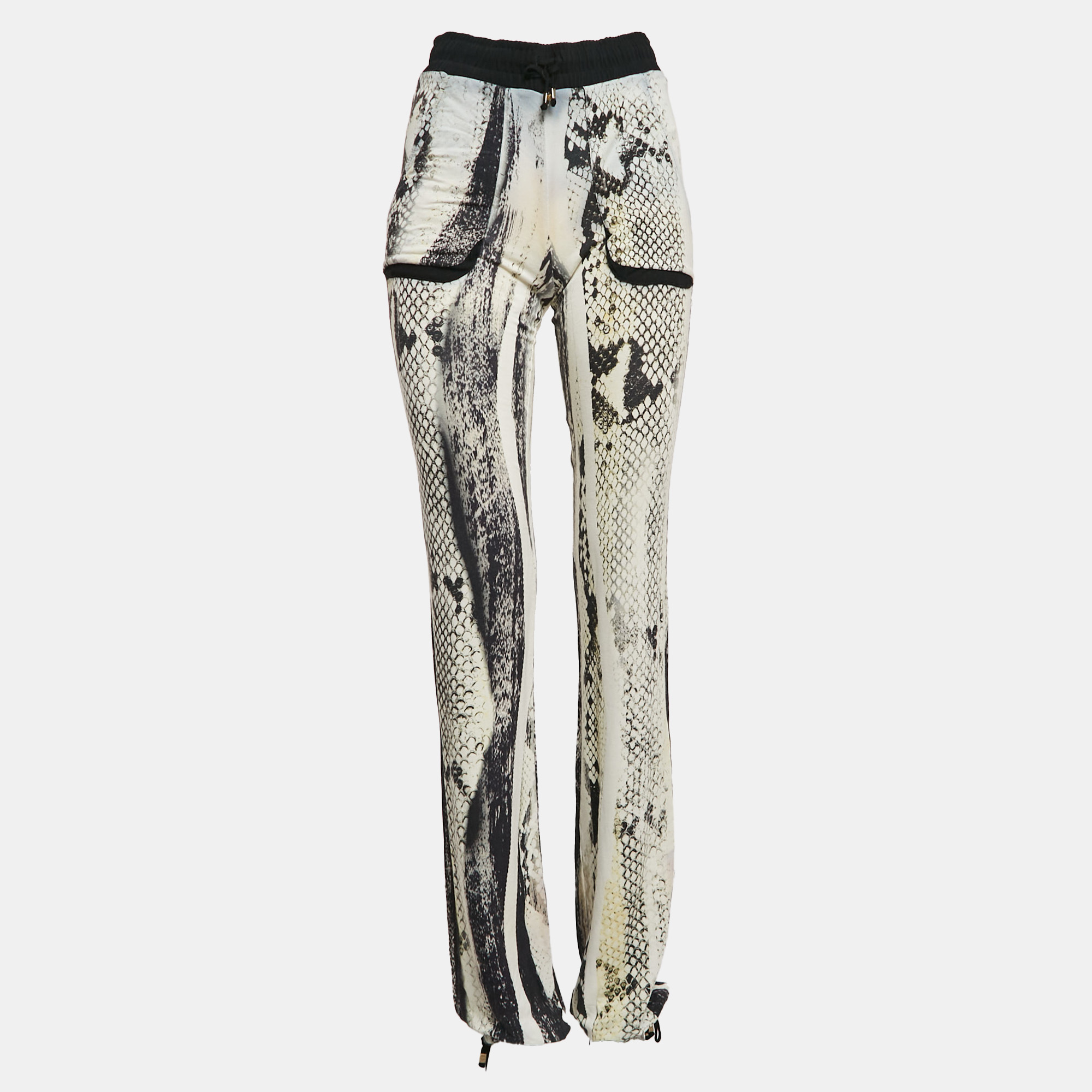 

Roberto Cavalli Grey Python Skin Print Jersey Joggers M