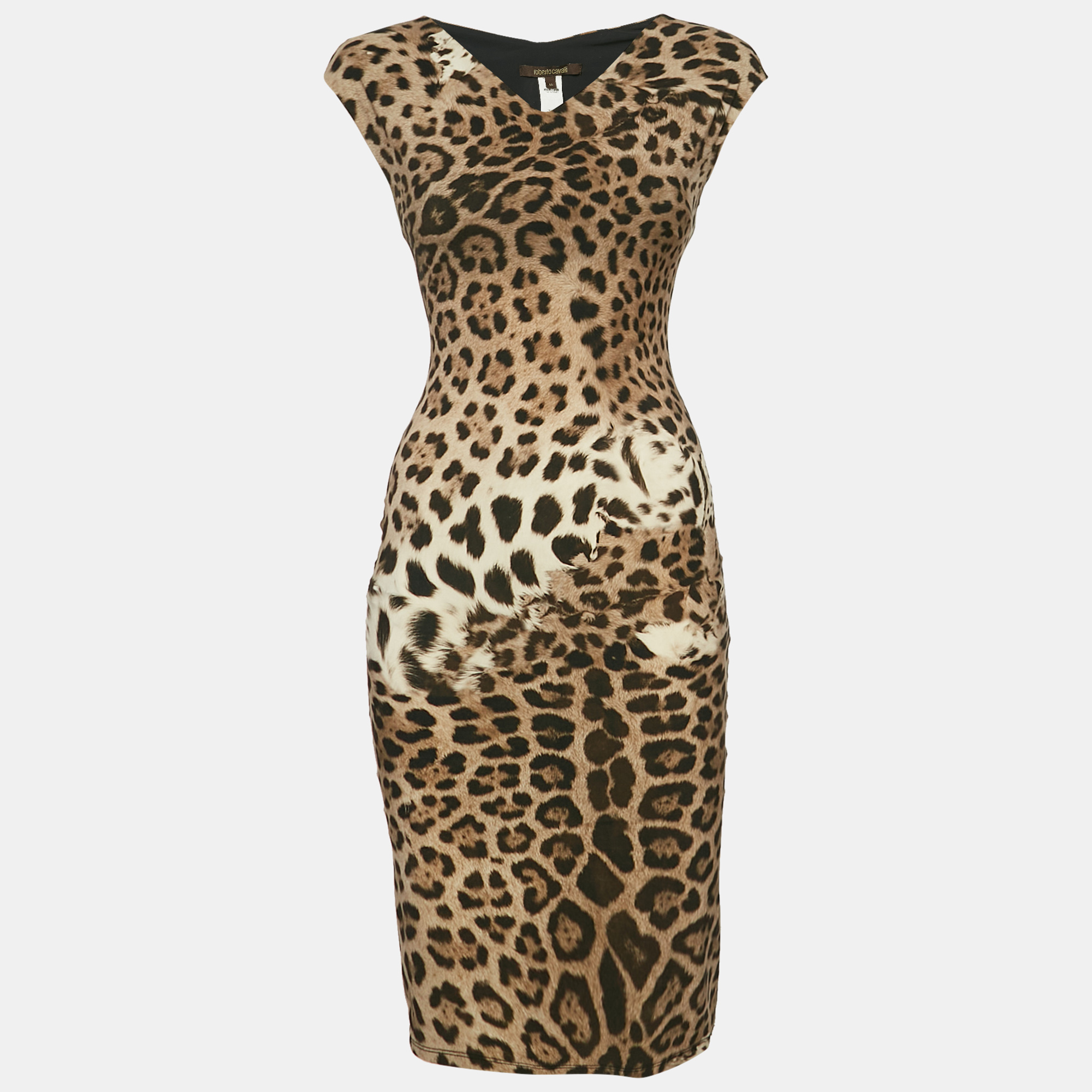 

Roberto Cavalli Brown Animal Print Jersey Bodycon Short Dress S