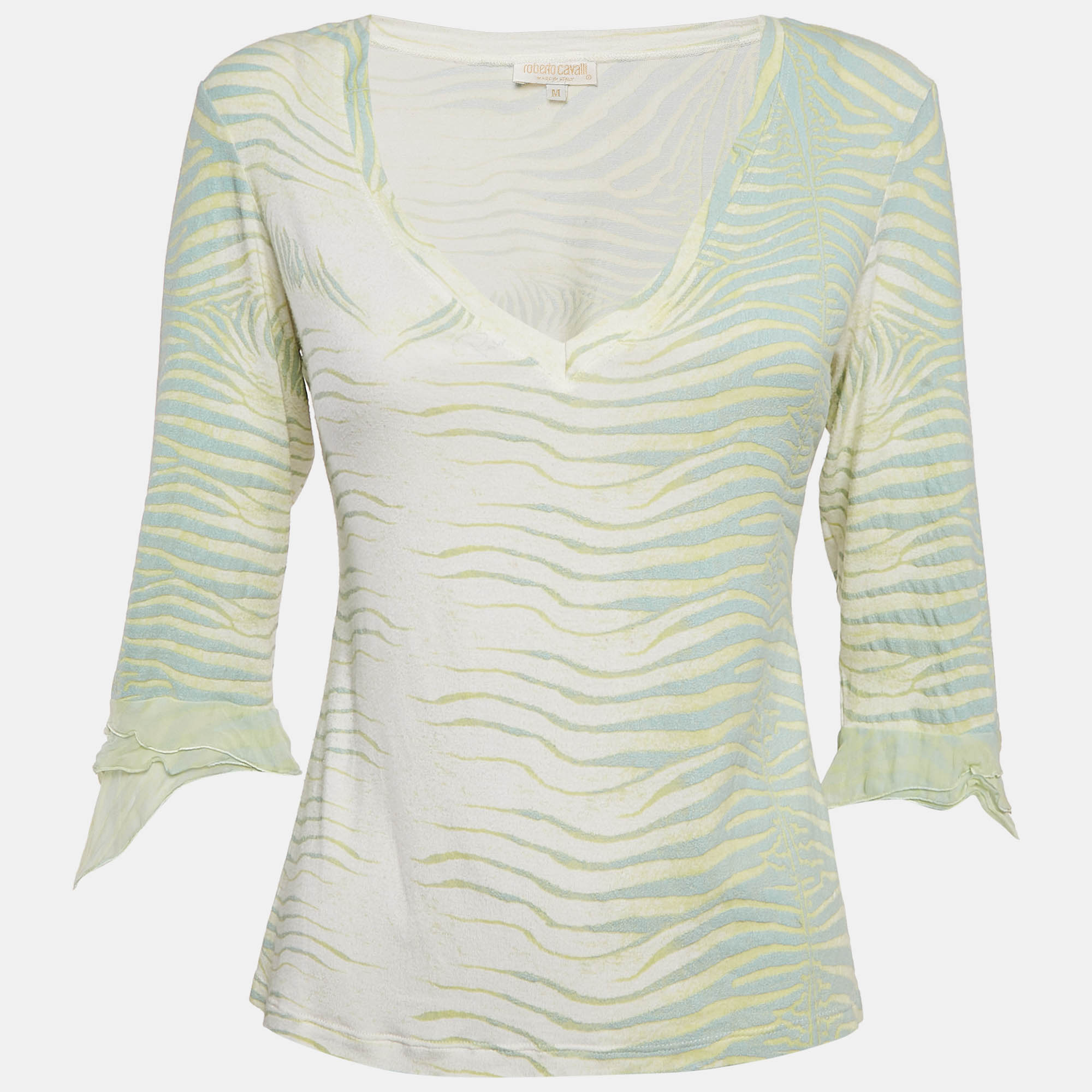 

Roberto Cavalli Green Print Jersey T-Shirt M