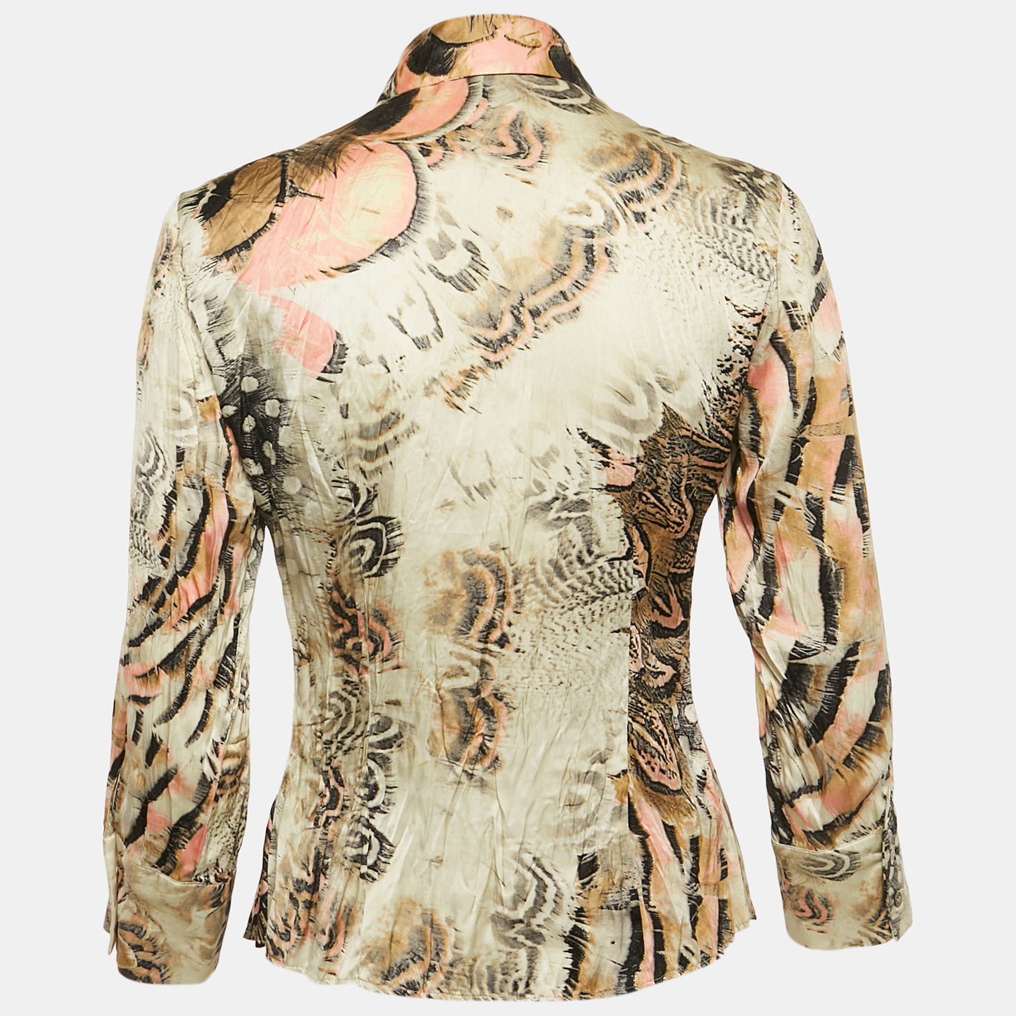 Roberto Cavalli Multicolor Printed Silk Shirt XS 