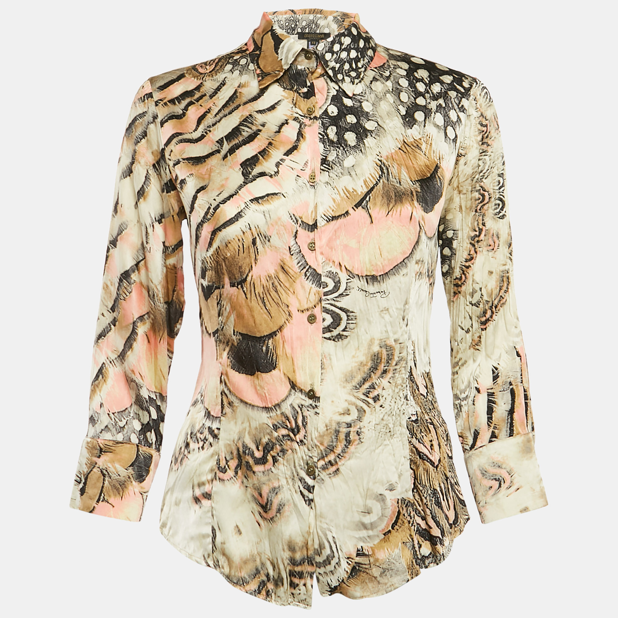 

Roberto Cavalli Multicolor Printed Silk Shirt XS