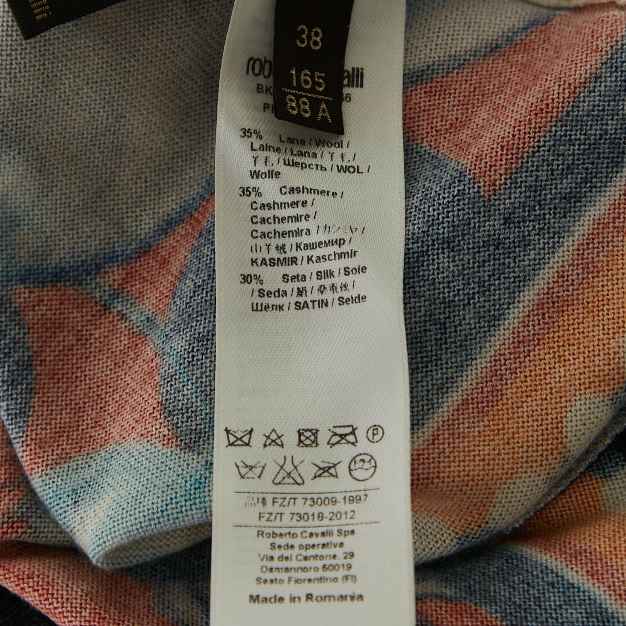 Roberto Cavalli Multicolor Wool Button Front Cardigan S 