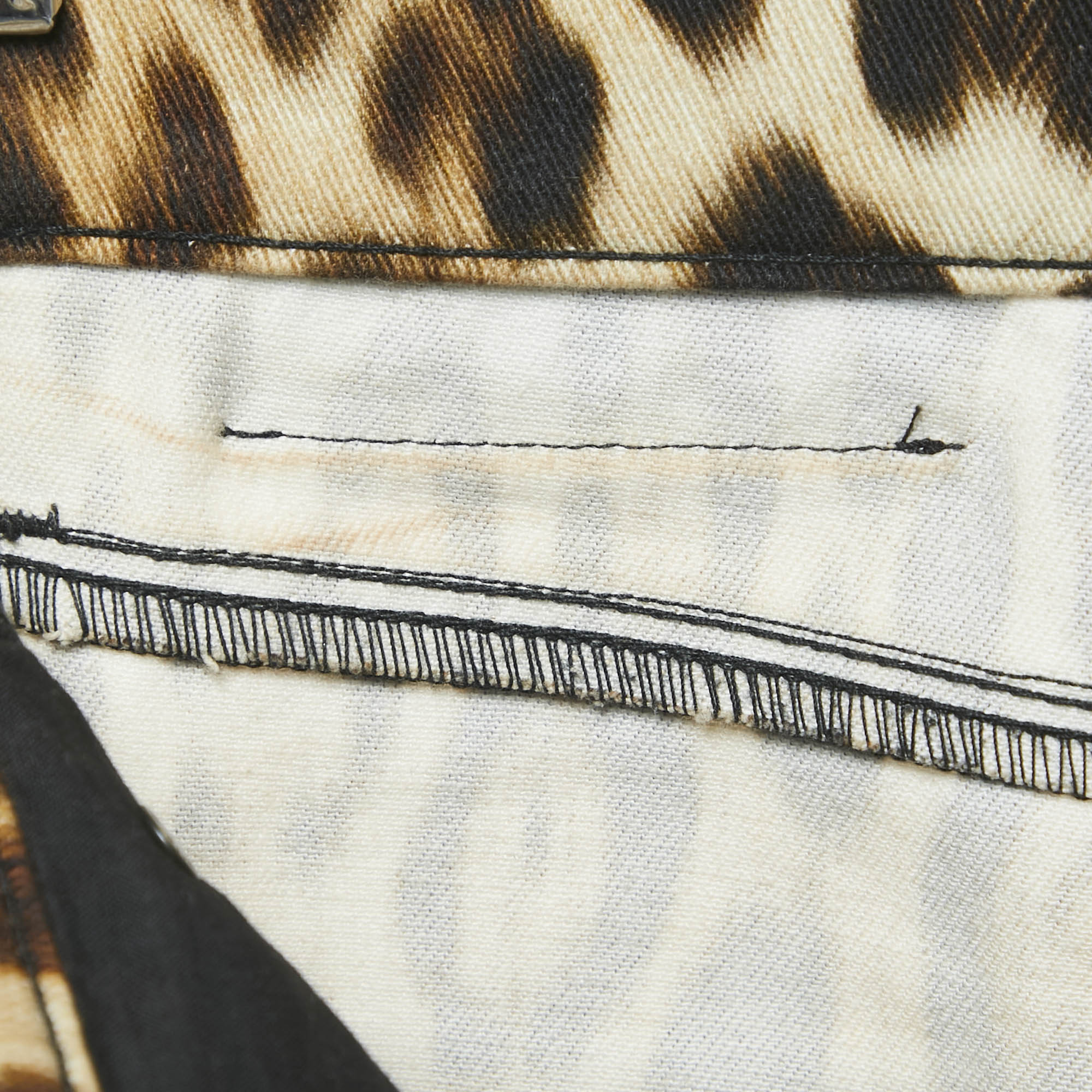 Roberto Cavalli Brown Leopard Print Denim Jeans S Waist 28