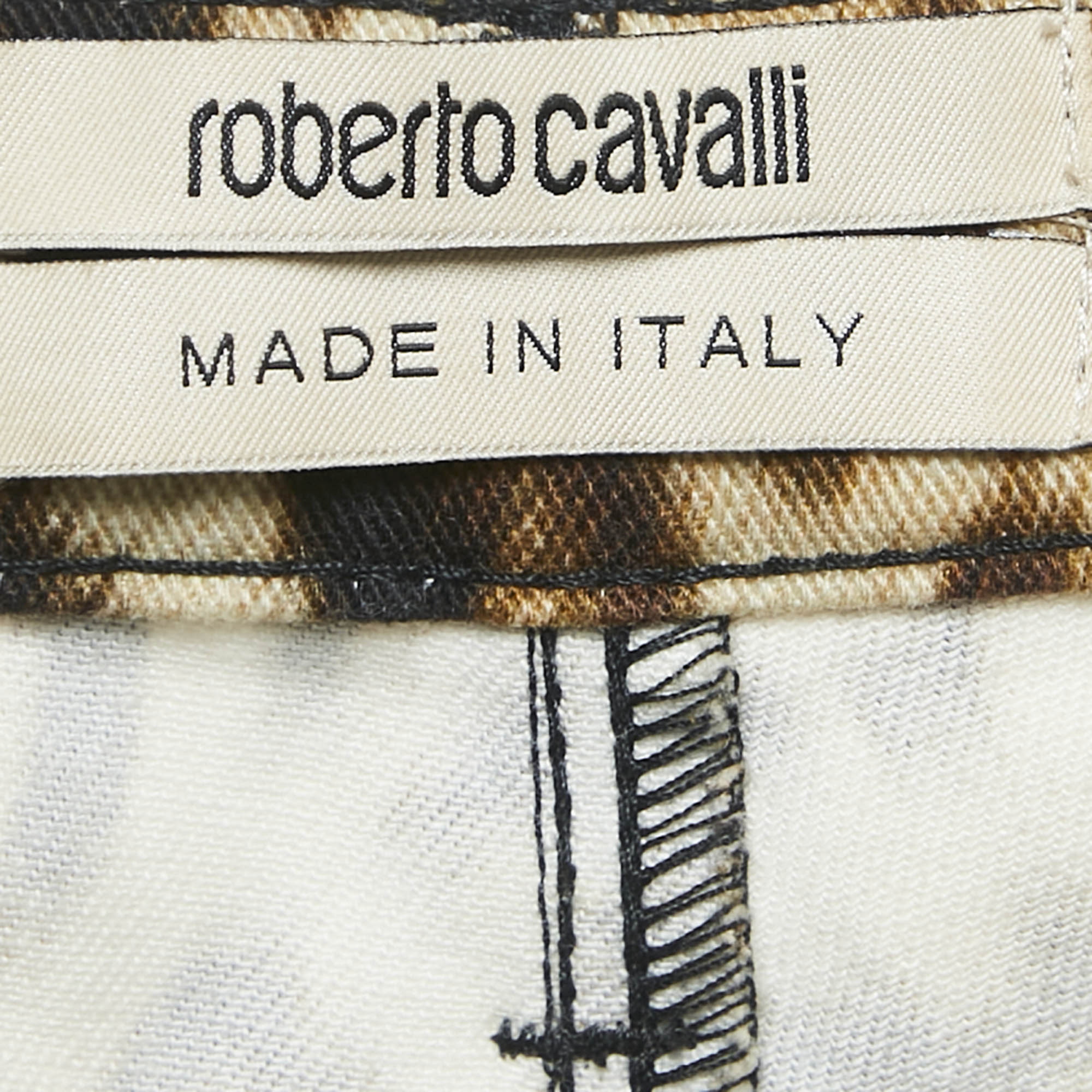 Roberto Cavalli Brown Leopard Print Denim Jeans S Waist 28