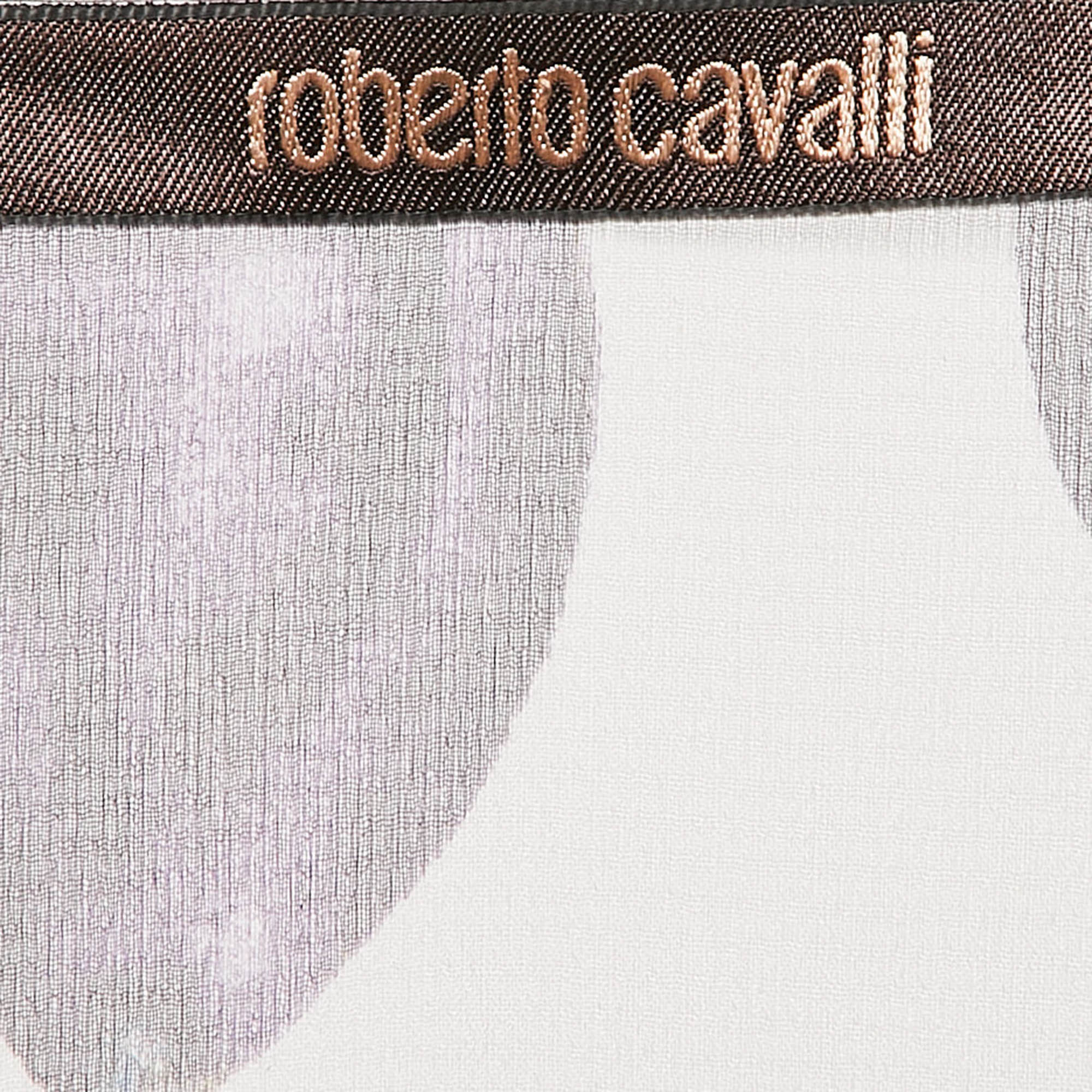 Roberto Cavalli Multicolor Floral Print Silk Ruffle Belted Dress S 