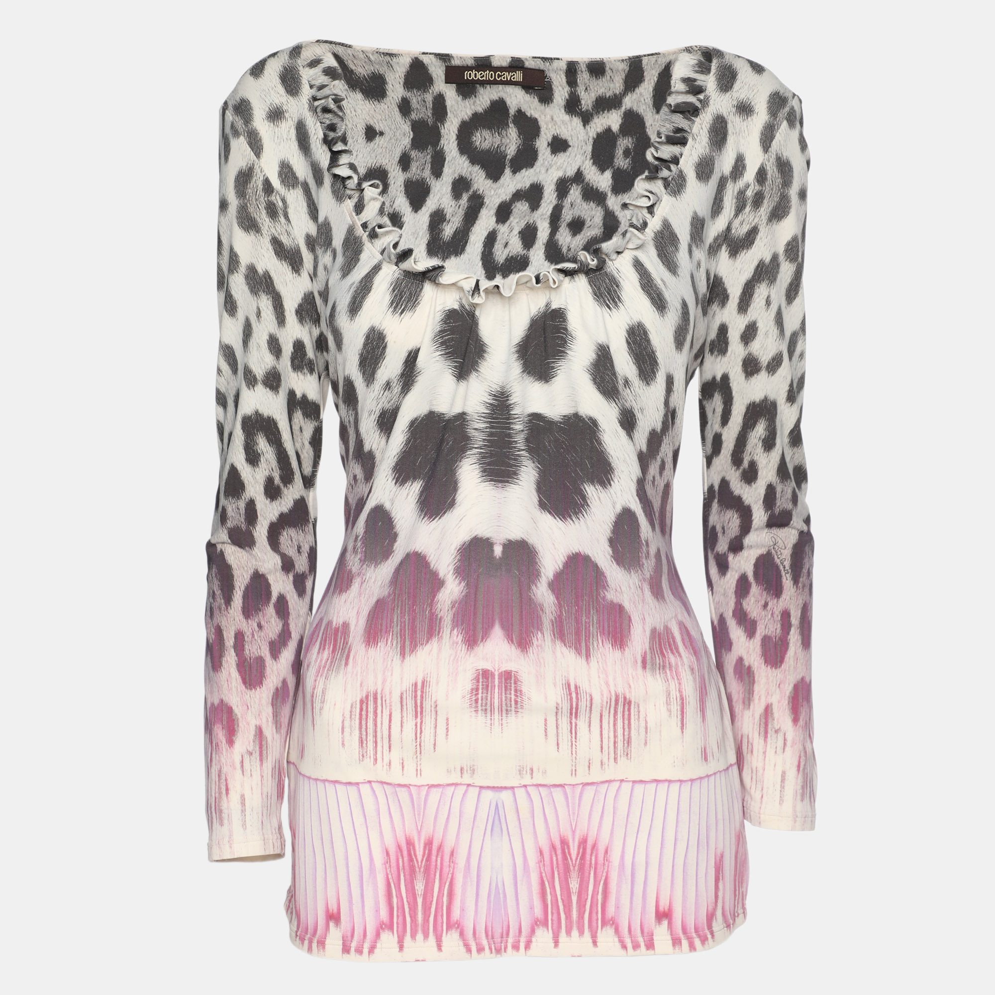 

Roberto Cavalli Multicolor Printed Jersey Top L