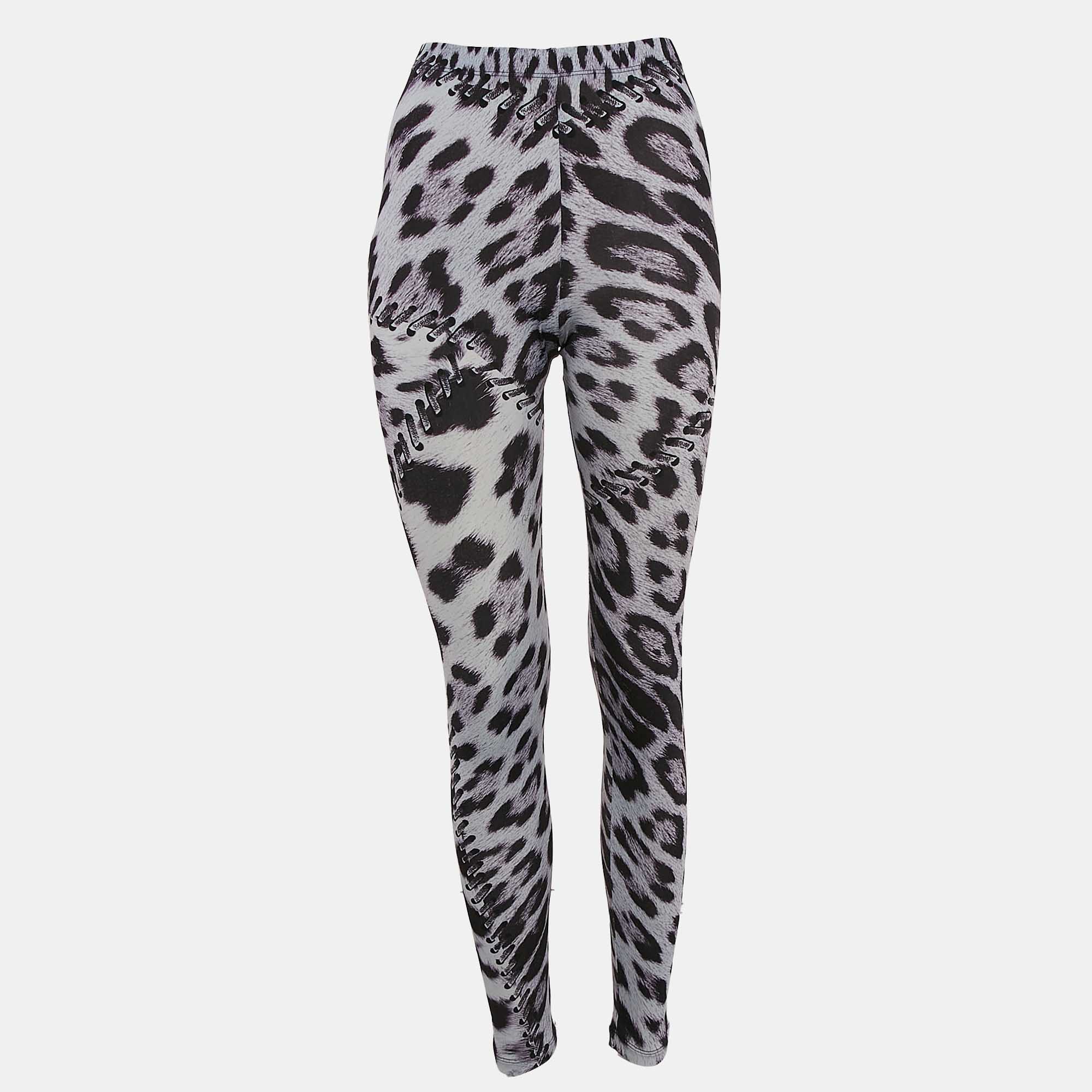 

Roberto Cavalli Blue Leopard Print Jersey Leggings S