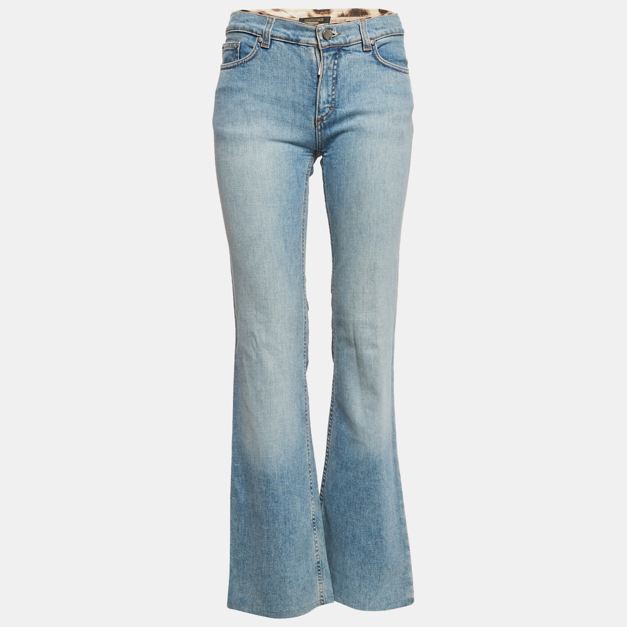 

Roberto Cavalli Blue Faded Denim Straight Fit Jeans XS Waist 28"
