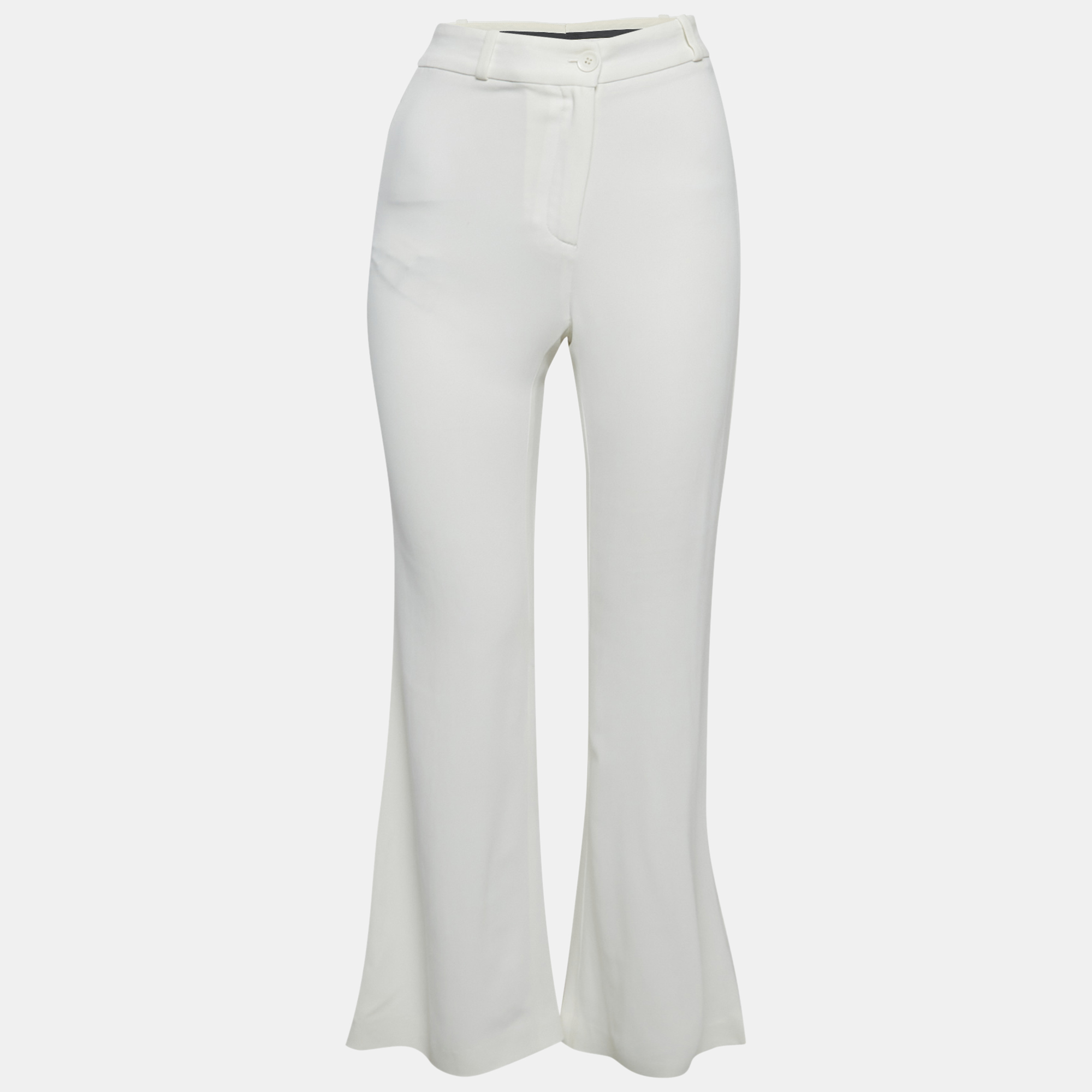 

Roberto Cavalli White Crepe Flared Leg Pants M