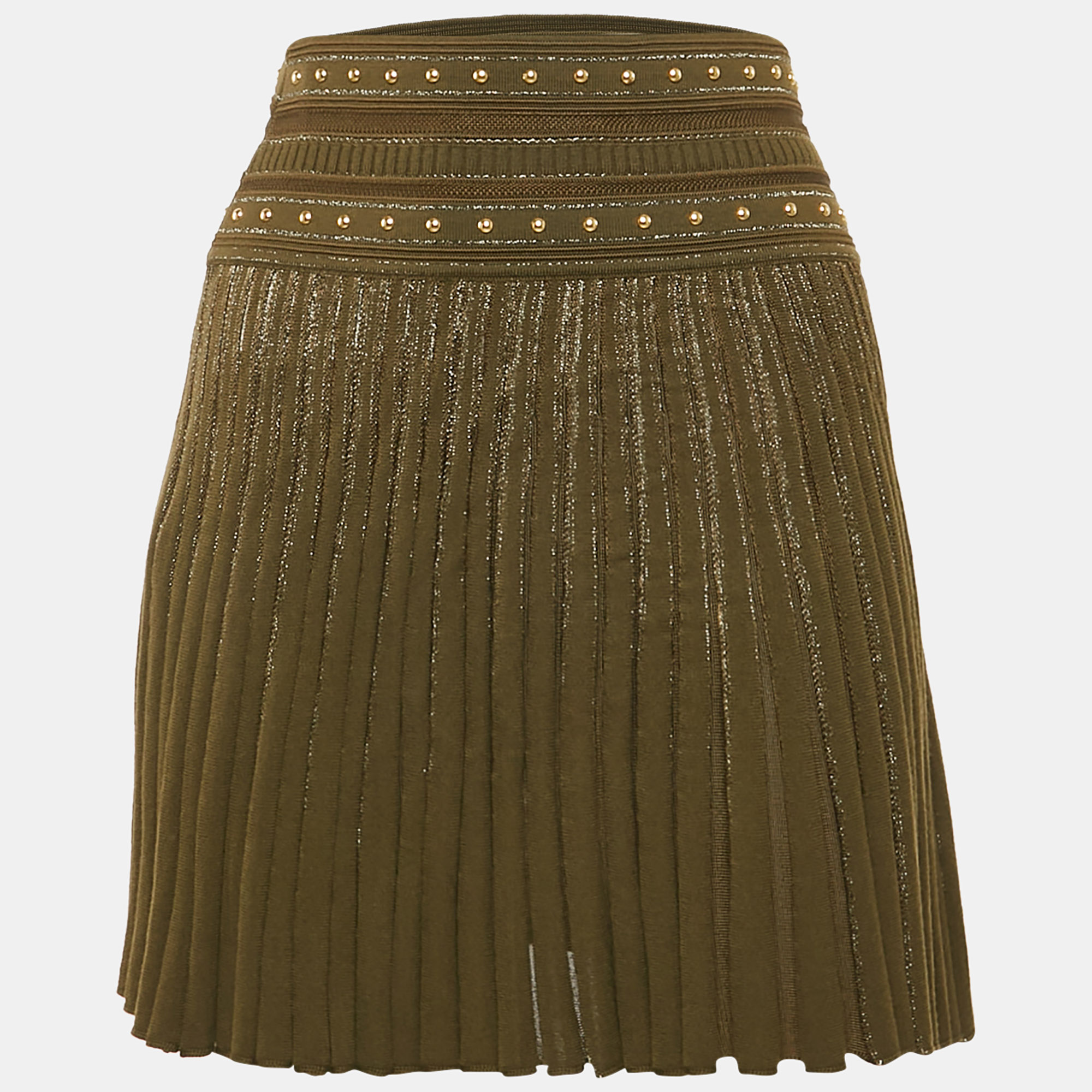 

Roberto Cavalli Green Wool Blend Pleated Mini Skirt S