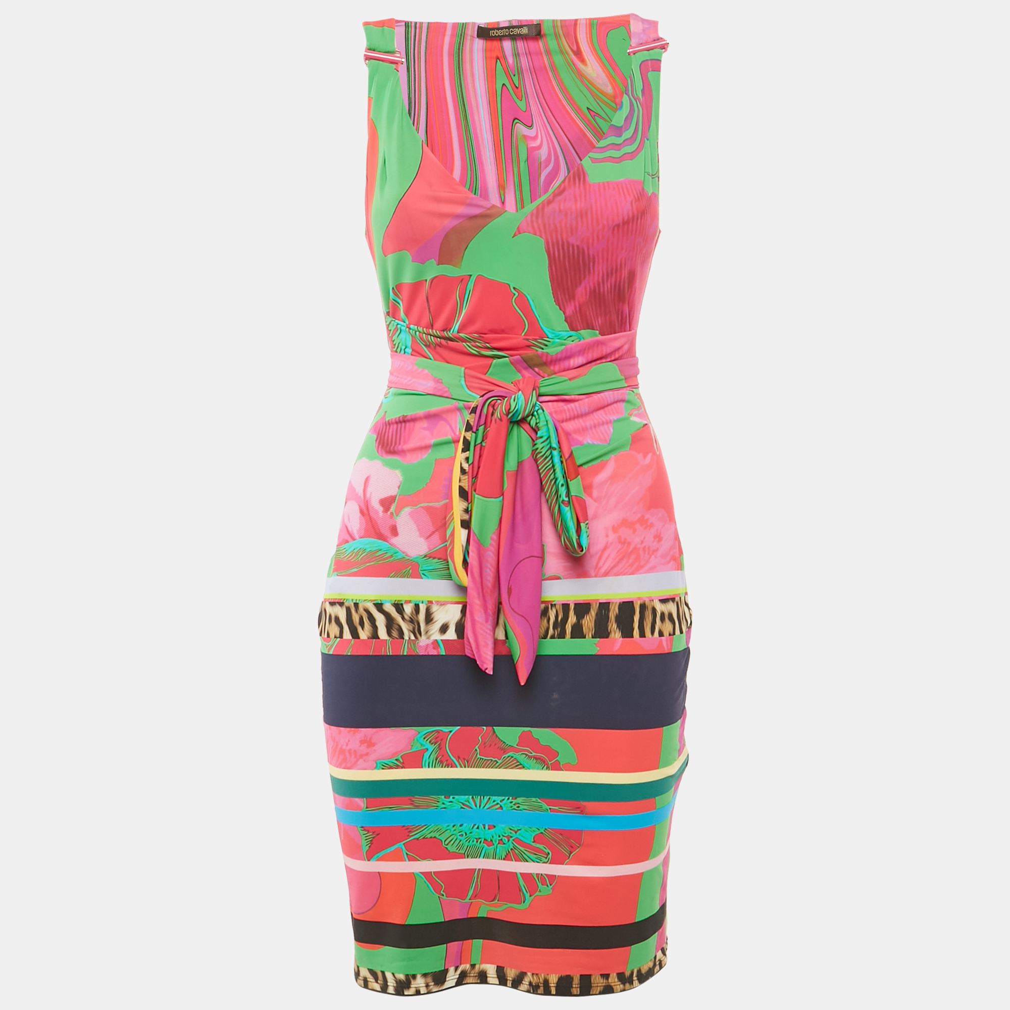 Roberto Cavalli Pink Printed Jersey Mini Dress S