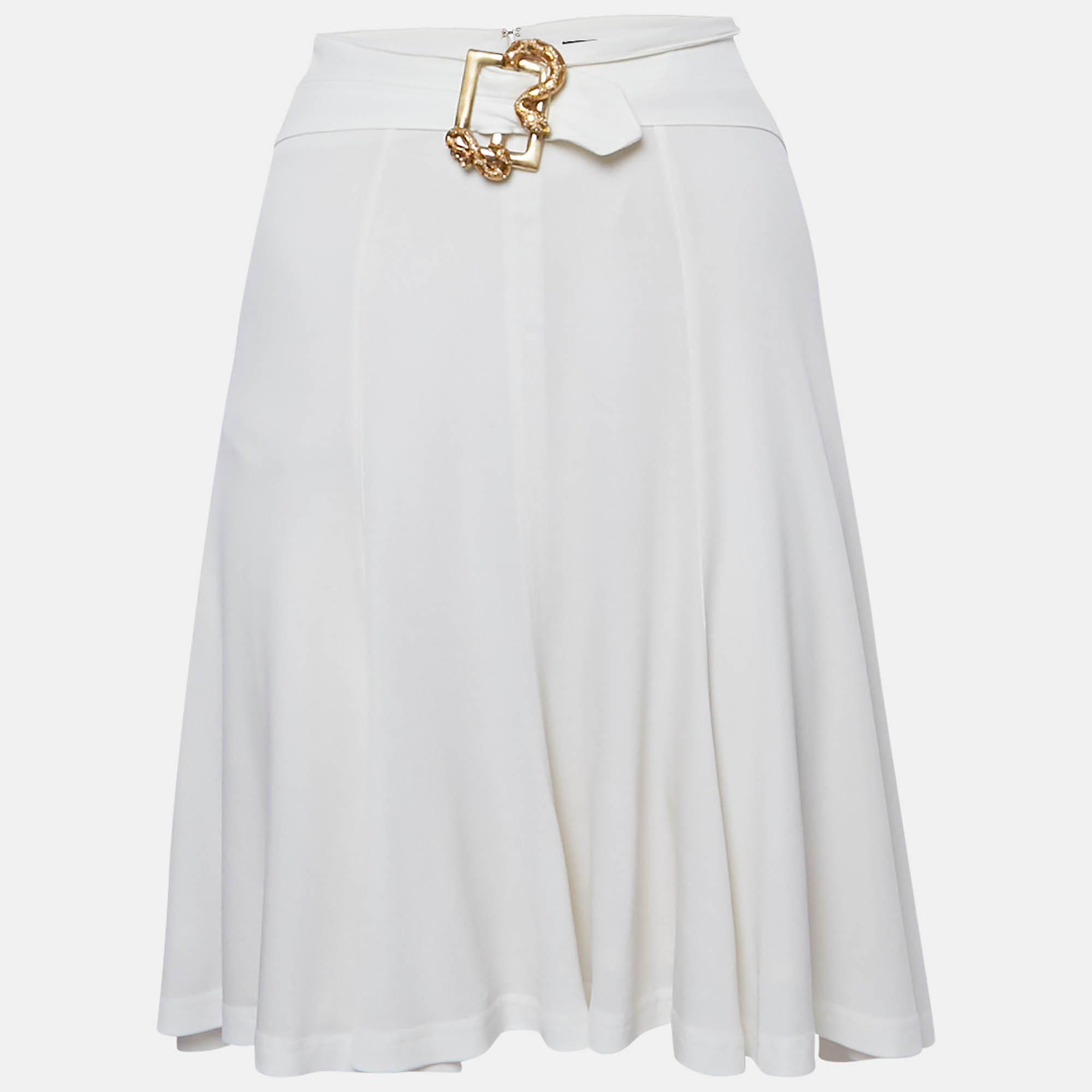 

Roberto Cavalli White Jersey Embellished Waist Mini Skirt M