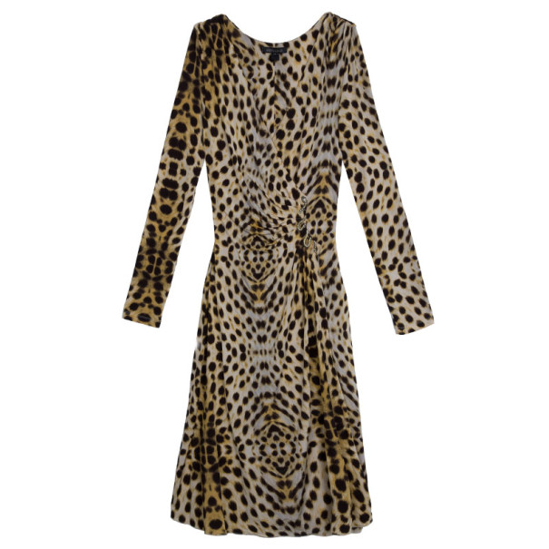 Pre Owned Roberto Cavalli Leopard Print Dress M