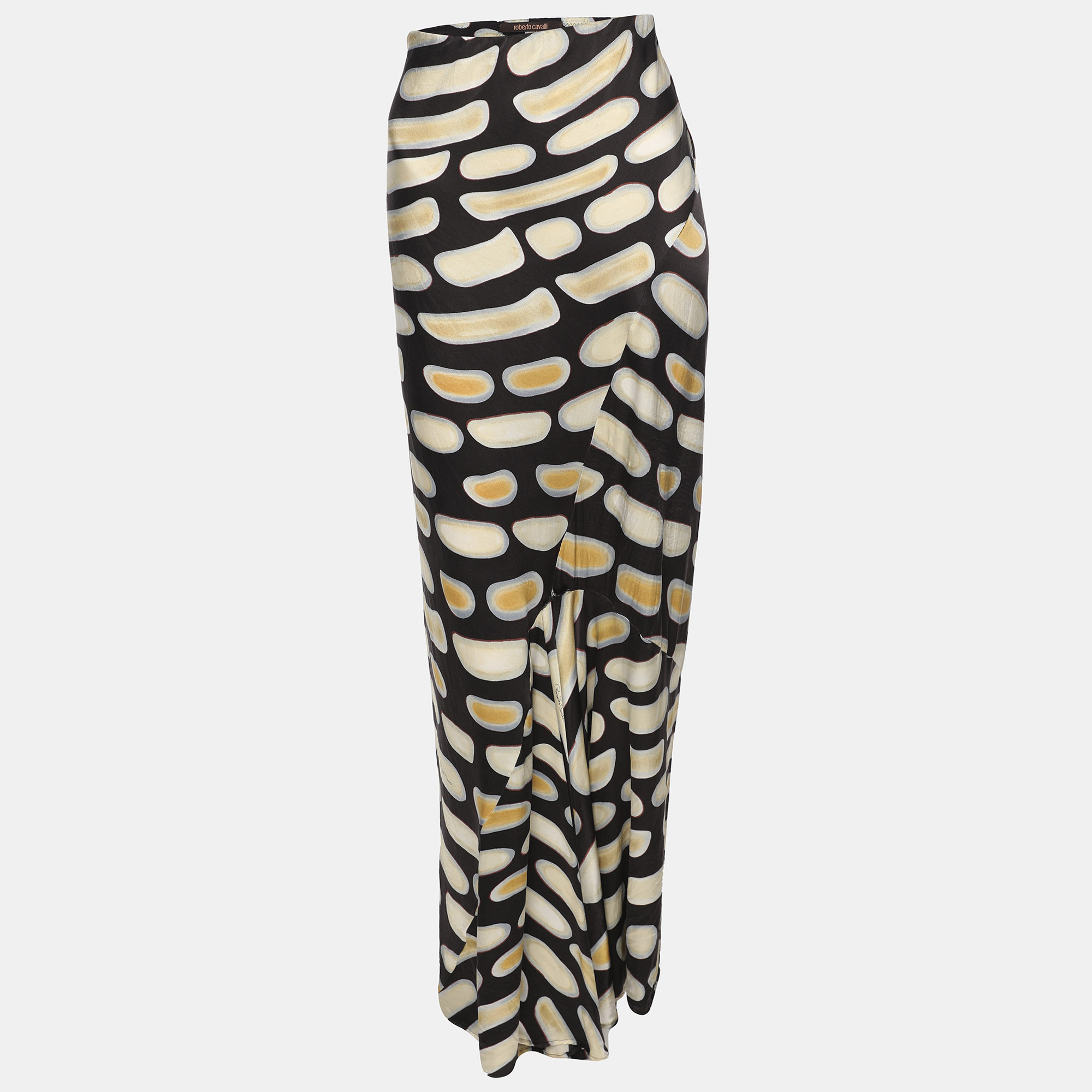 

Roberto Cavalli Multicolor Printed Satin Maxi Skirt L
