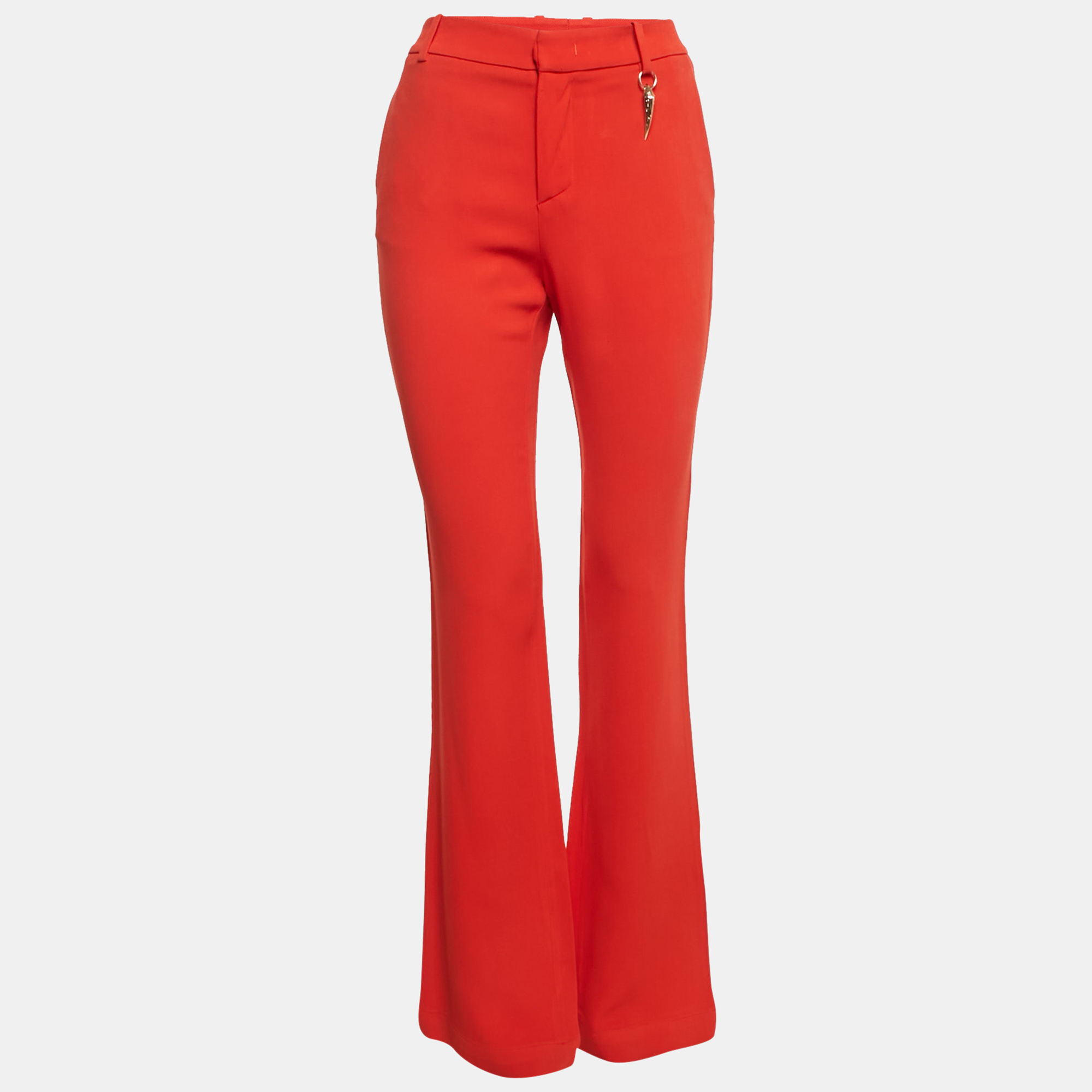 Pre-owned Roberto Cavalli Red Crepe Flared Charm Trousers M