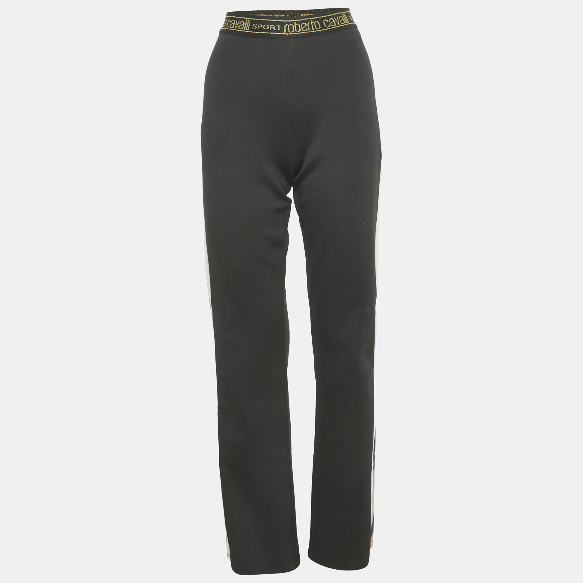 

Roberto Cavalli Black Jersey Contrast Trimmed Pants M