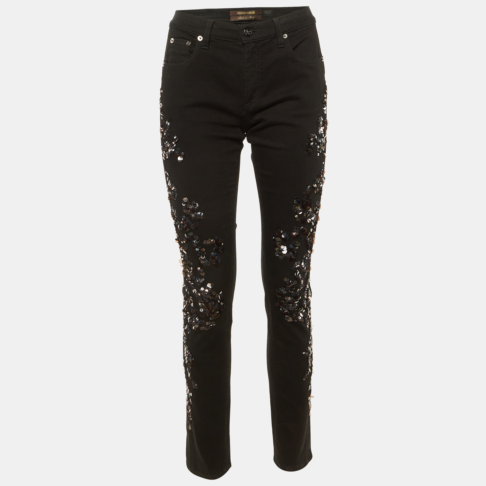 

Roberto Cavalli Black Denim Sequin Embellished Skinny Jeans M/Waist 30"