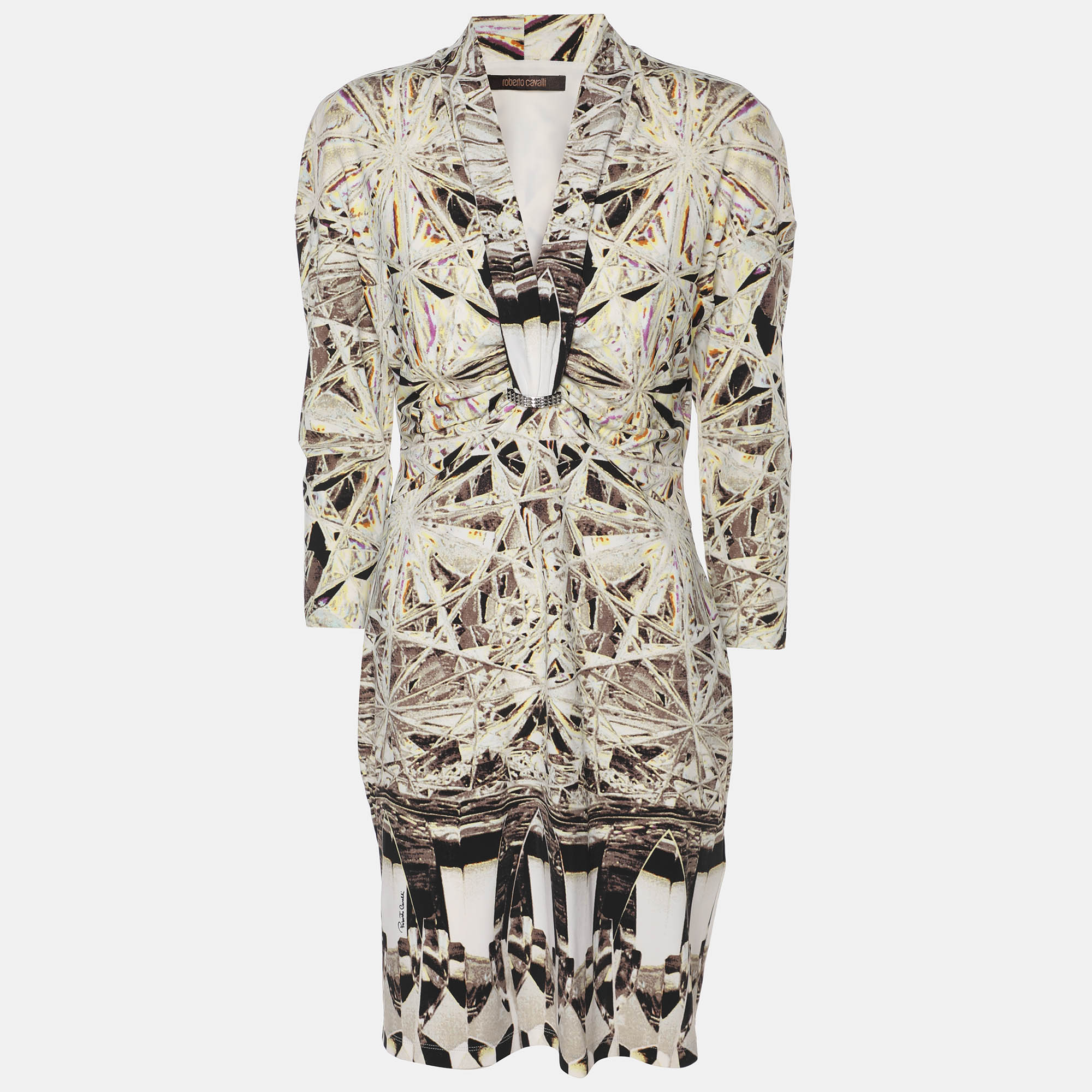 

Roberto Cavalli Multicolor Printed Stretch Satin Mini Dress M